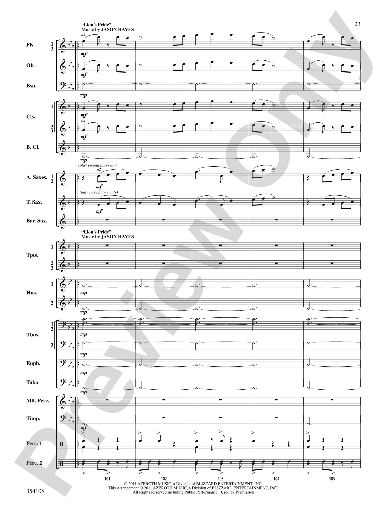 World of Warcraft, Suite from: Concert Band Conductor Score & Parts