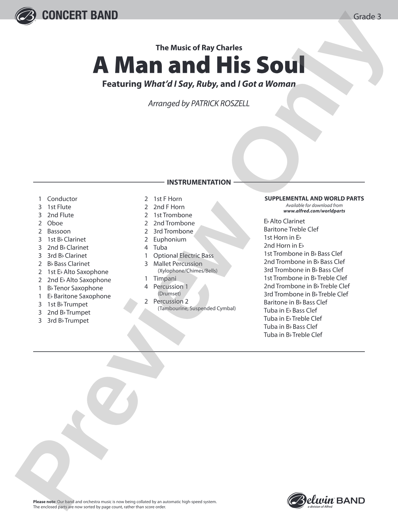 A Man and His Soul: Concert Band Conductor Score & Parts