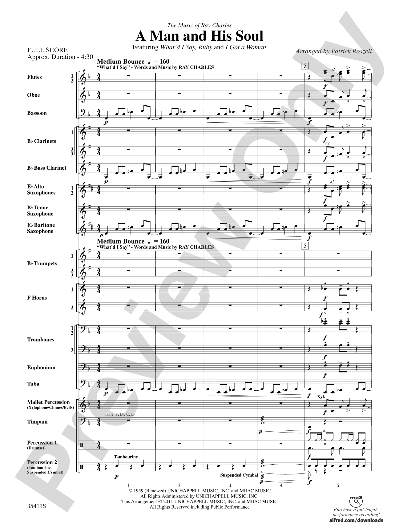 A Man and His Soul: Concert Band Conductor Score & Parts