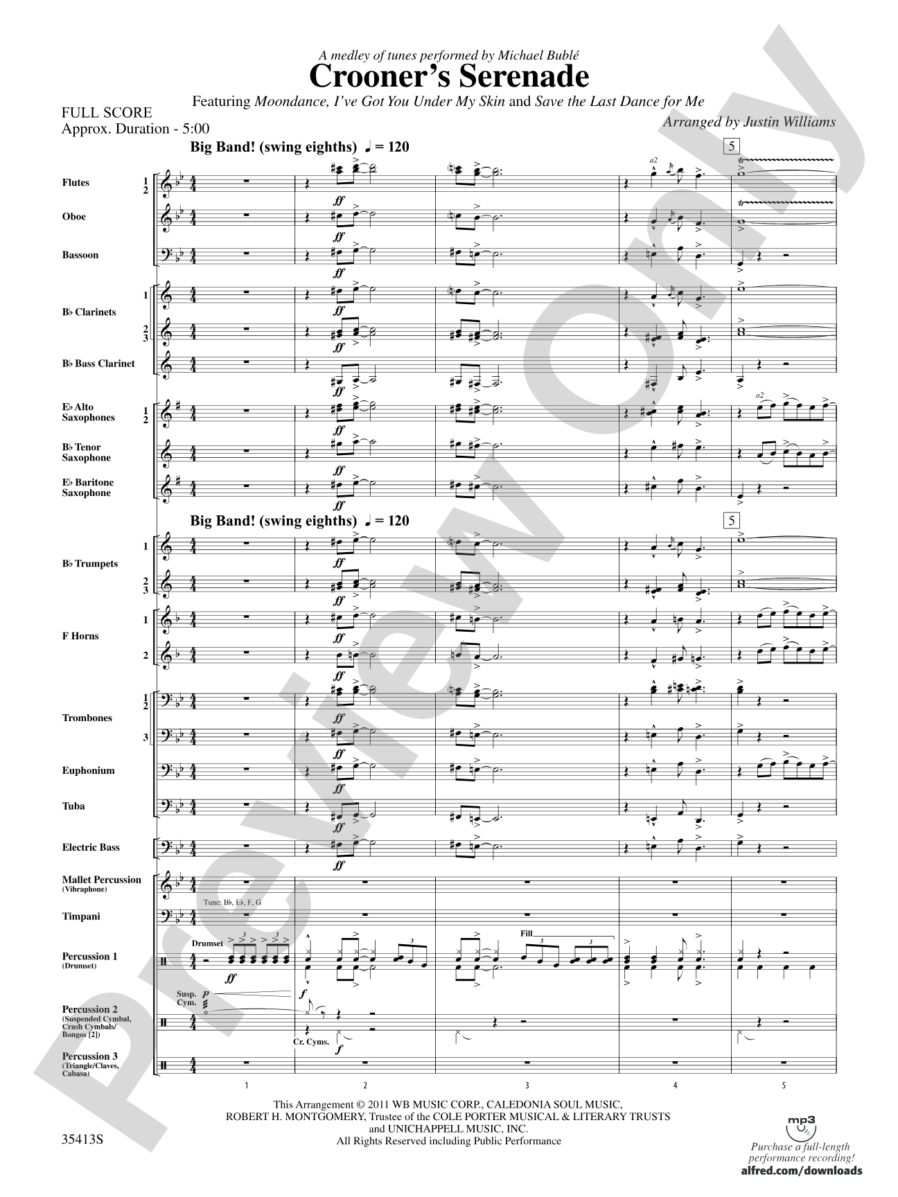 Crooner’s Serenade: Concert Band Conductor Score & Parts