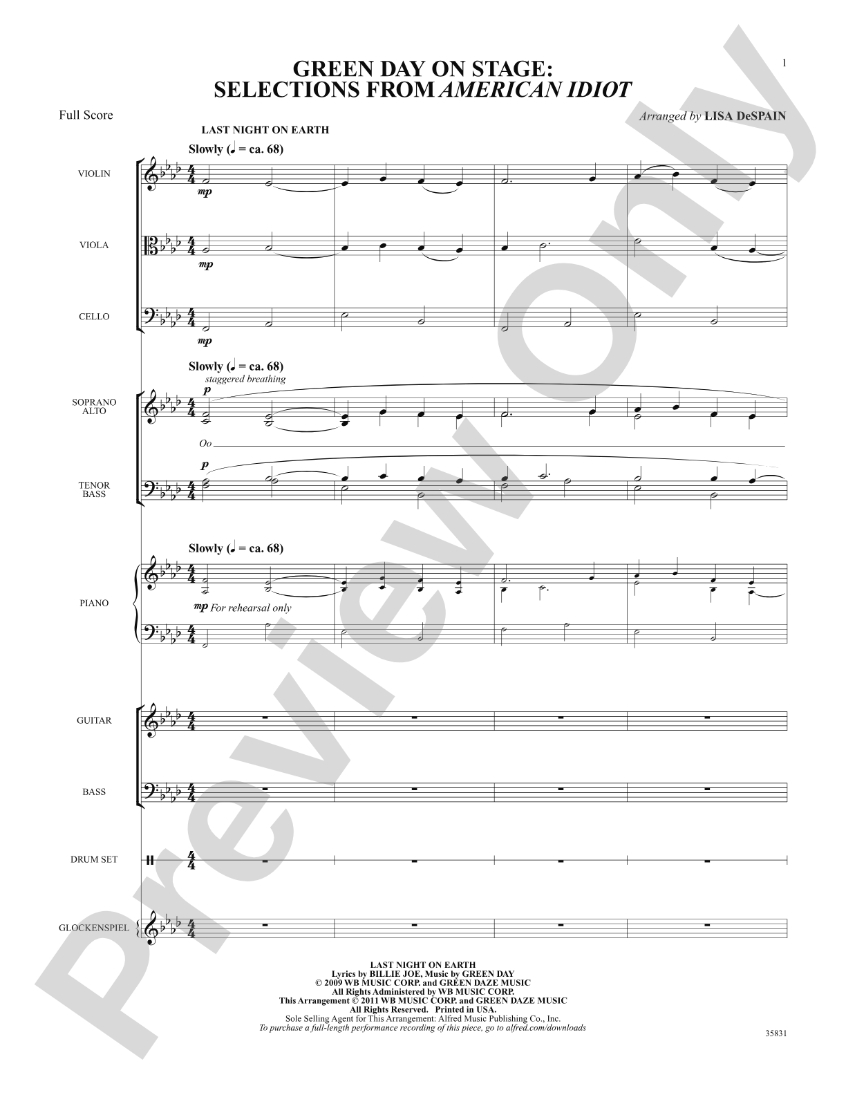 Green Day on Stage: Selections from American Idiot: Choral SoundPax