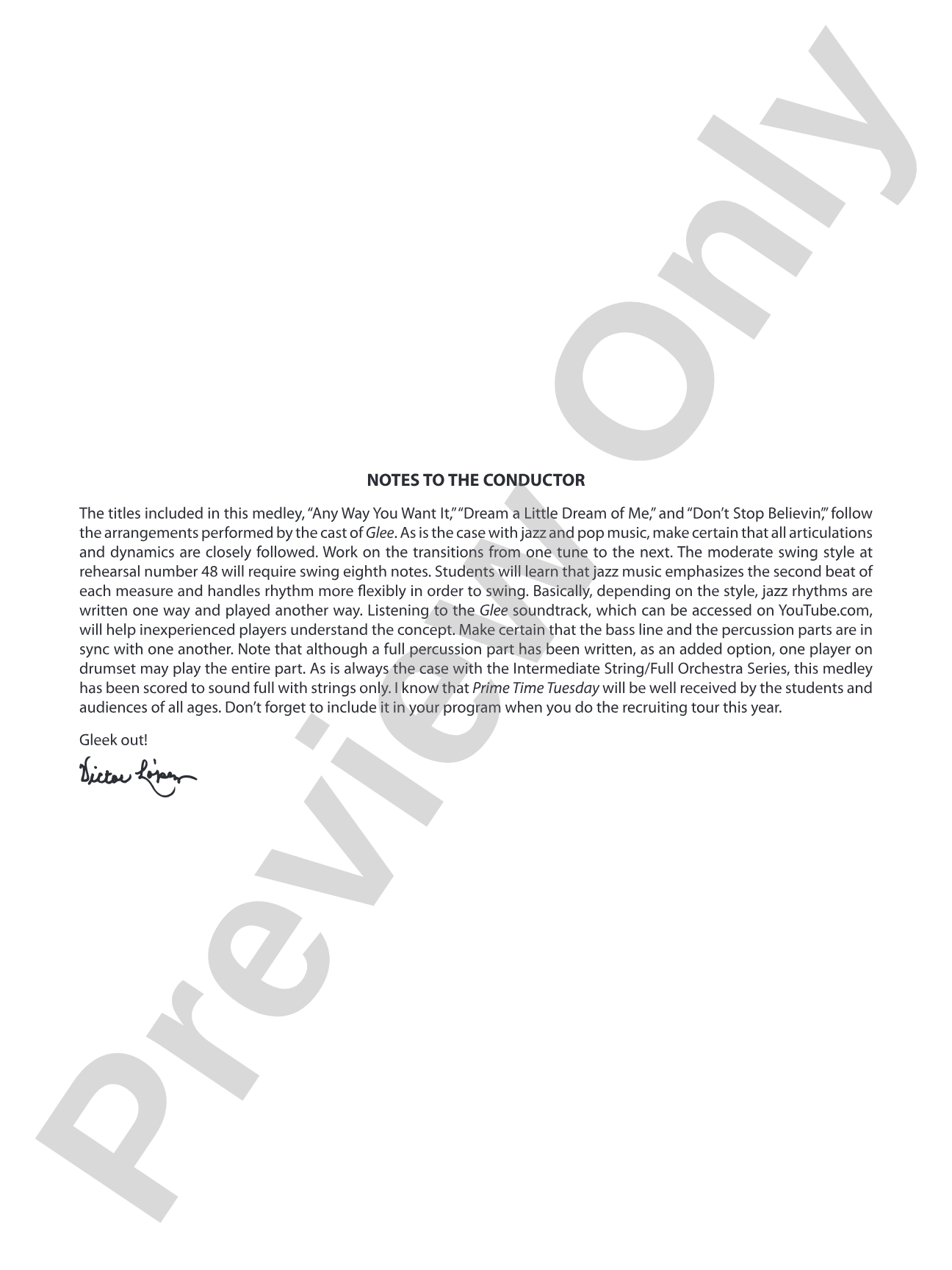 Prime Time Tuesday: Full Orchestra Conductor Score & Parts