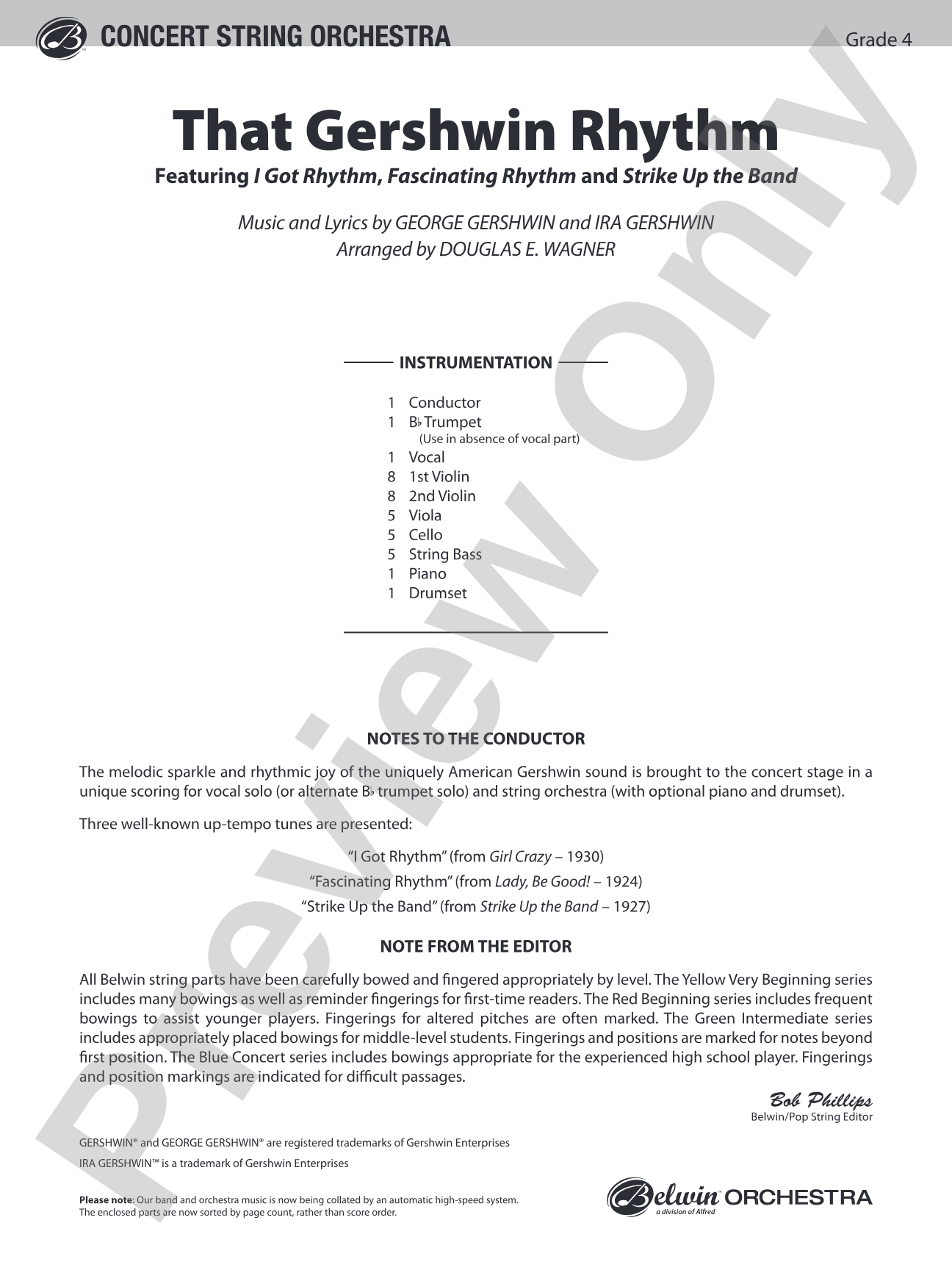 That Gershwin Rhythm: String Orchestra Conductor Score & Parts