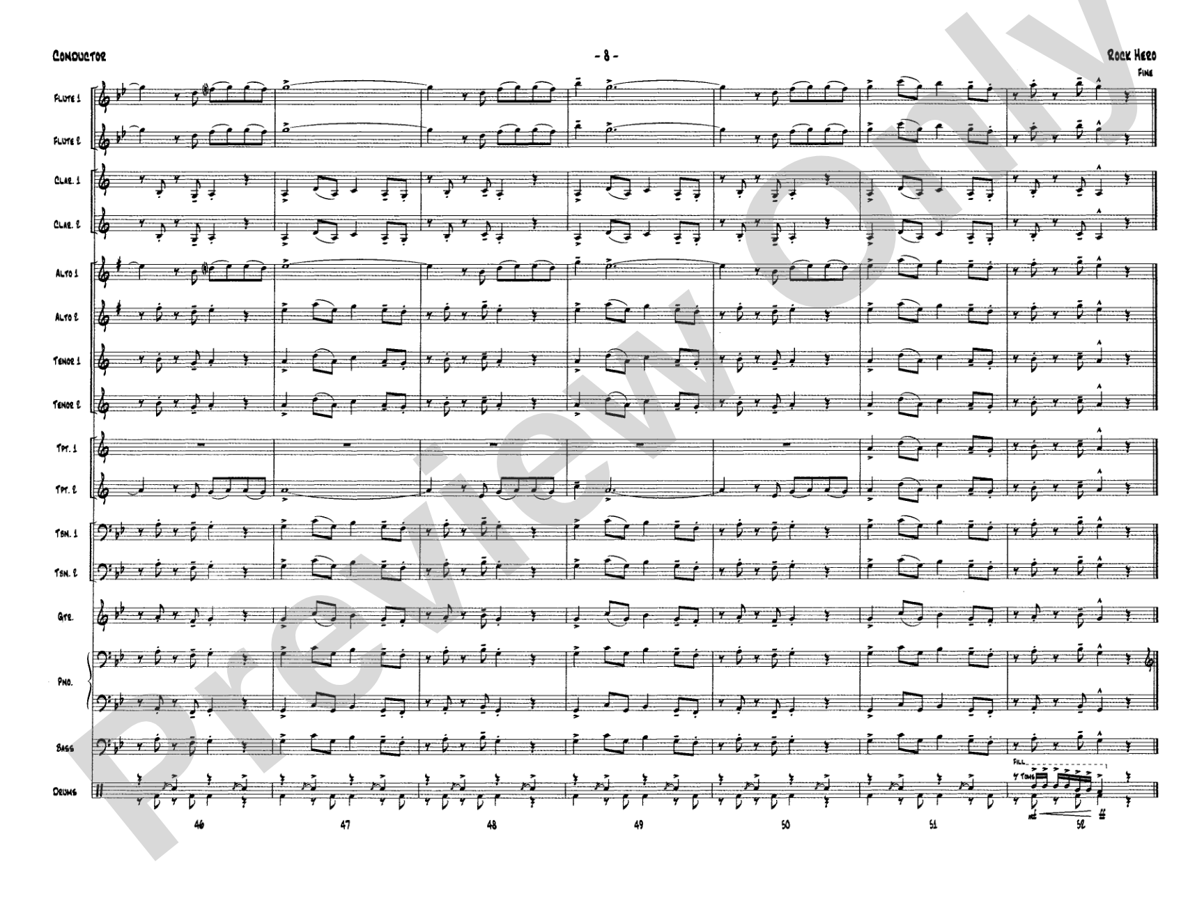Rock Hero: Jazz Ensemble Conductor Score & Parts