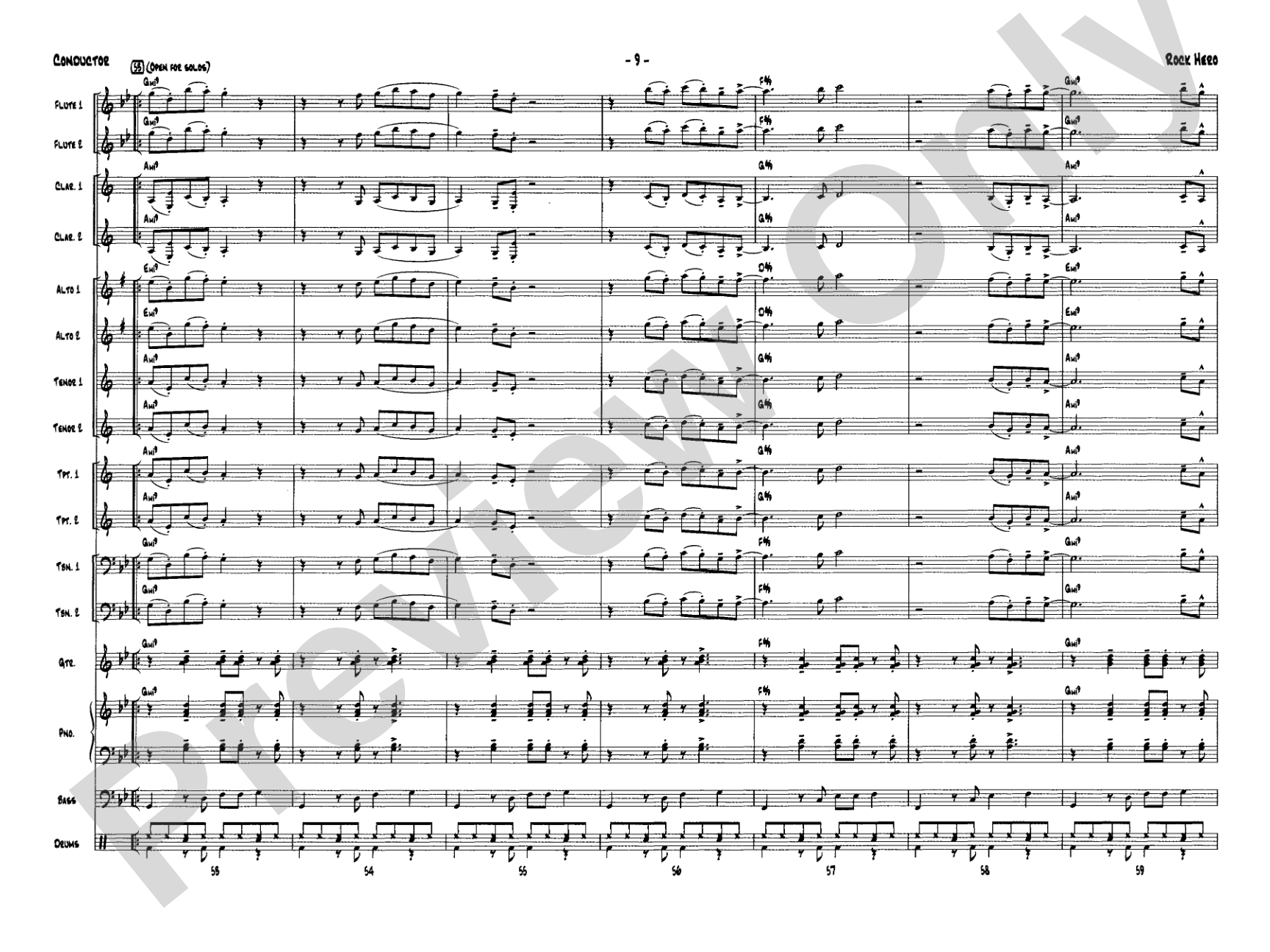 Rock Hero: Jazz Ensemble Conductor Score & Parts