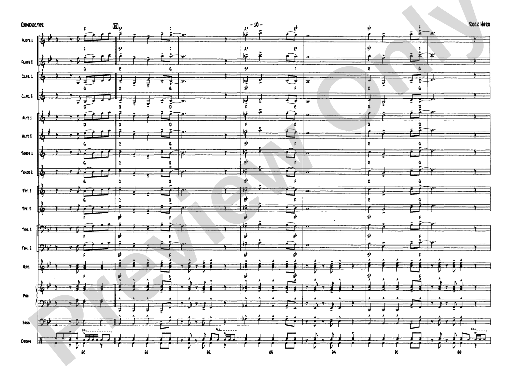 Rock Hero: Jazz Ensemble Conductor Score & Parts