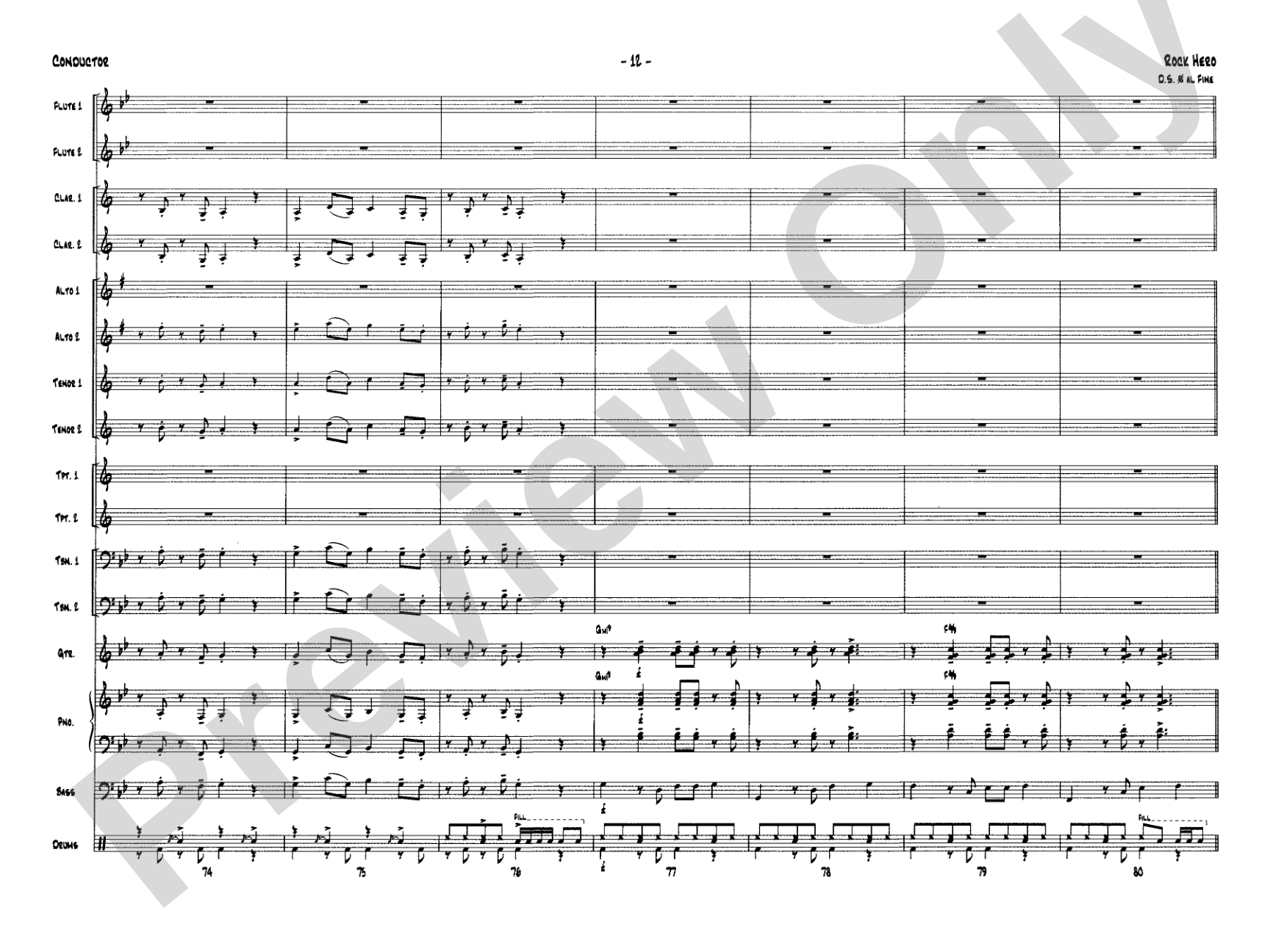 Rock Hero: Jazz Ensemble Conductor Score & Parts