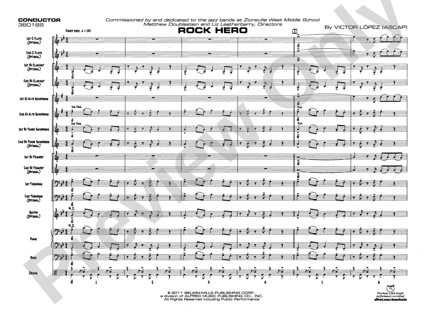 Rock Hero: Jazz Ensemble Conductor Score & Parts