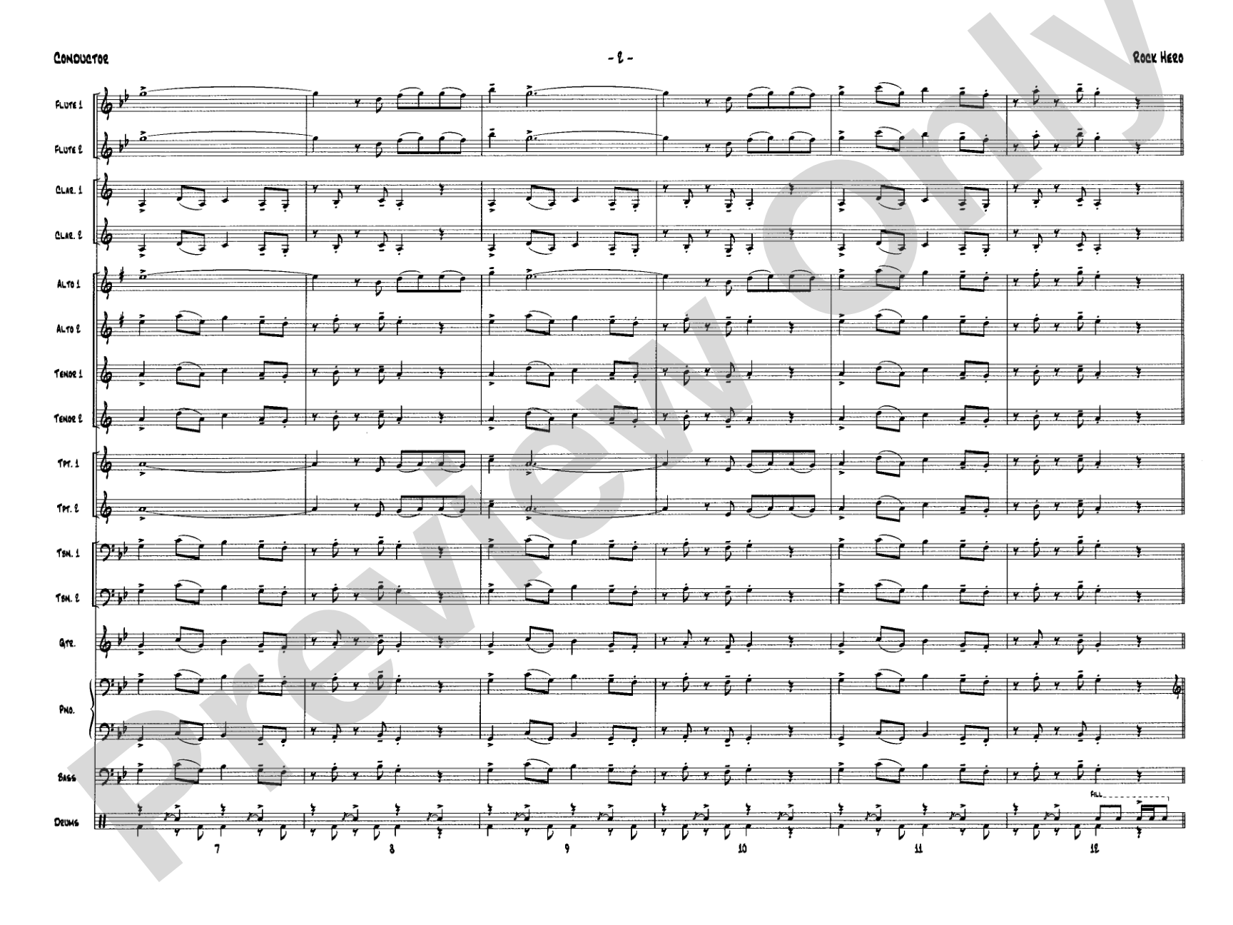 Rock Hero: Jazz Ensemble Conductor Score & Parts