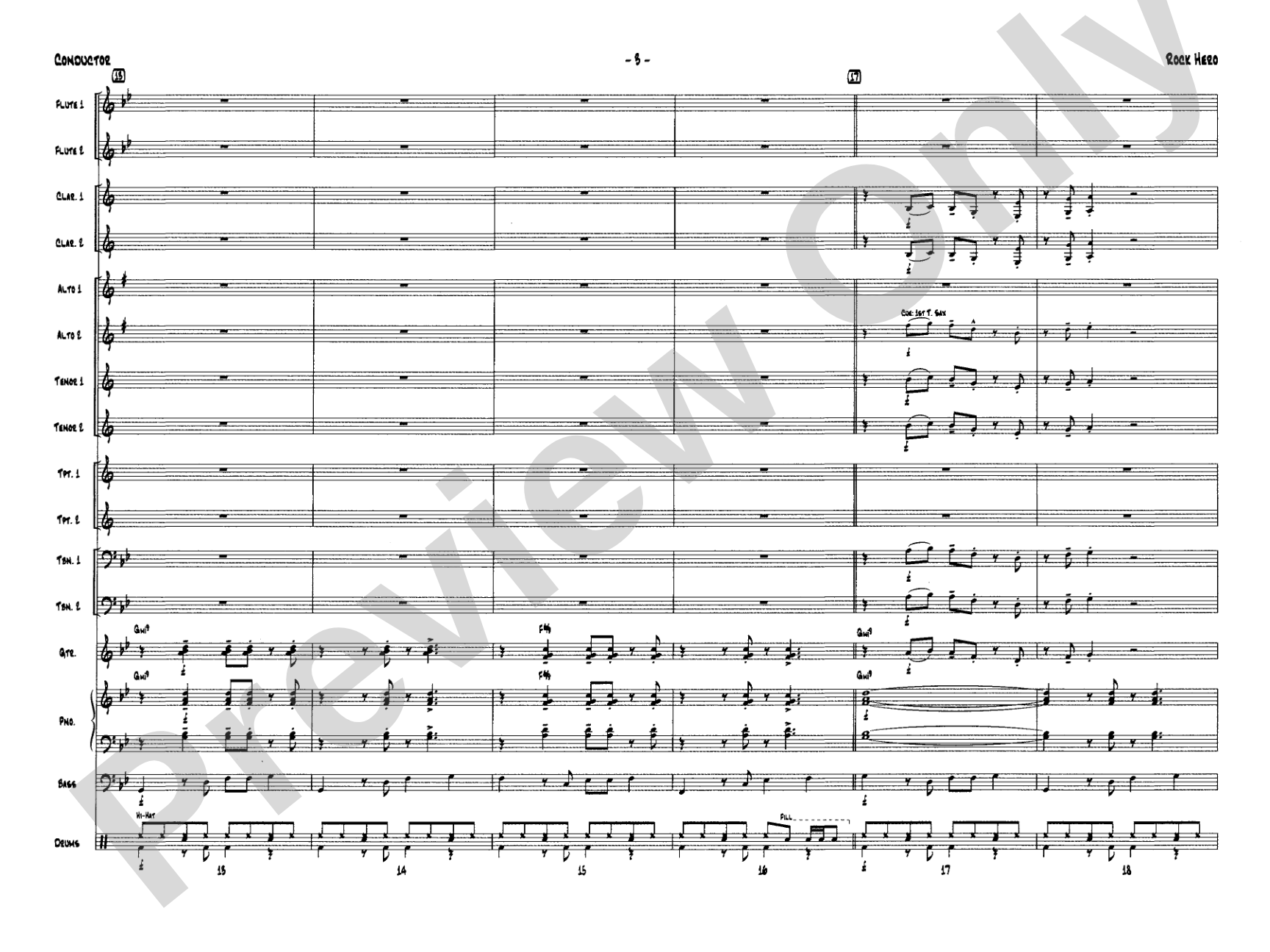 Rock Hero: Jazz Ensemble Conductor Score & Parts
