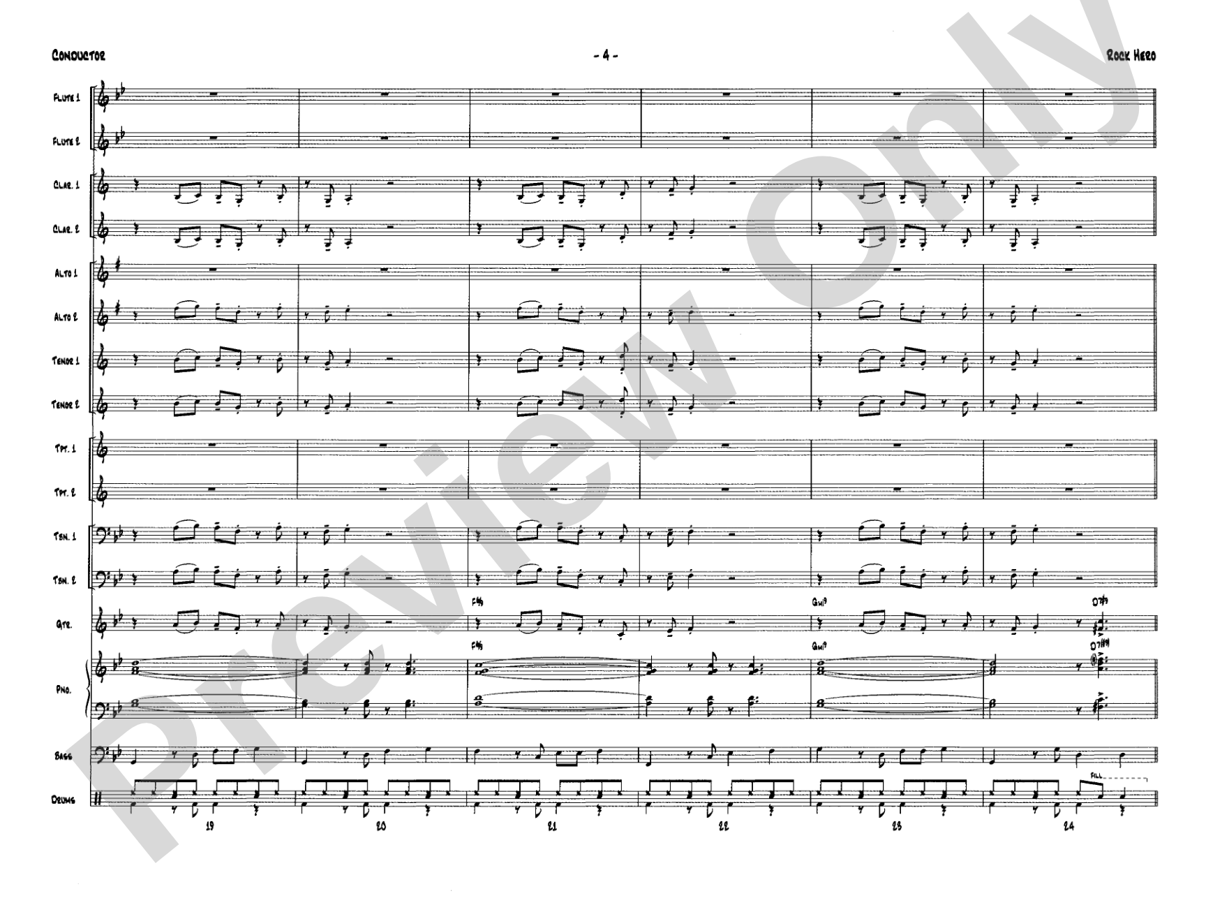 Rock Hero: Jazz Ensemble Conductor Score & Parts