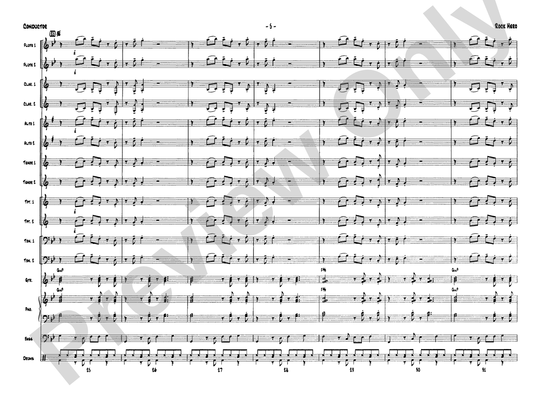 Rock Hero: Jazz Ensemble Conductor Score & Parts