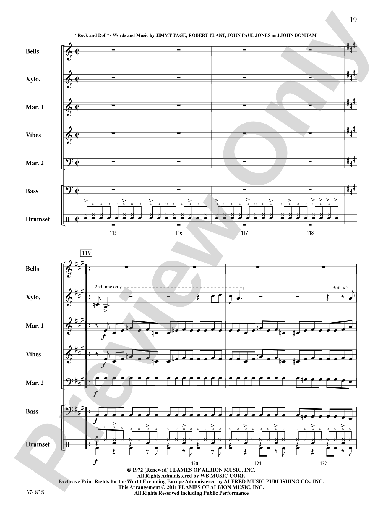 Led Zeppelin Medley: Percussion Ensemble Score & Parts