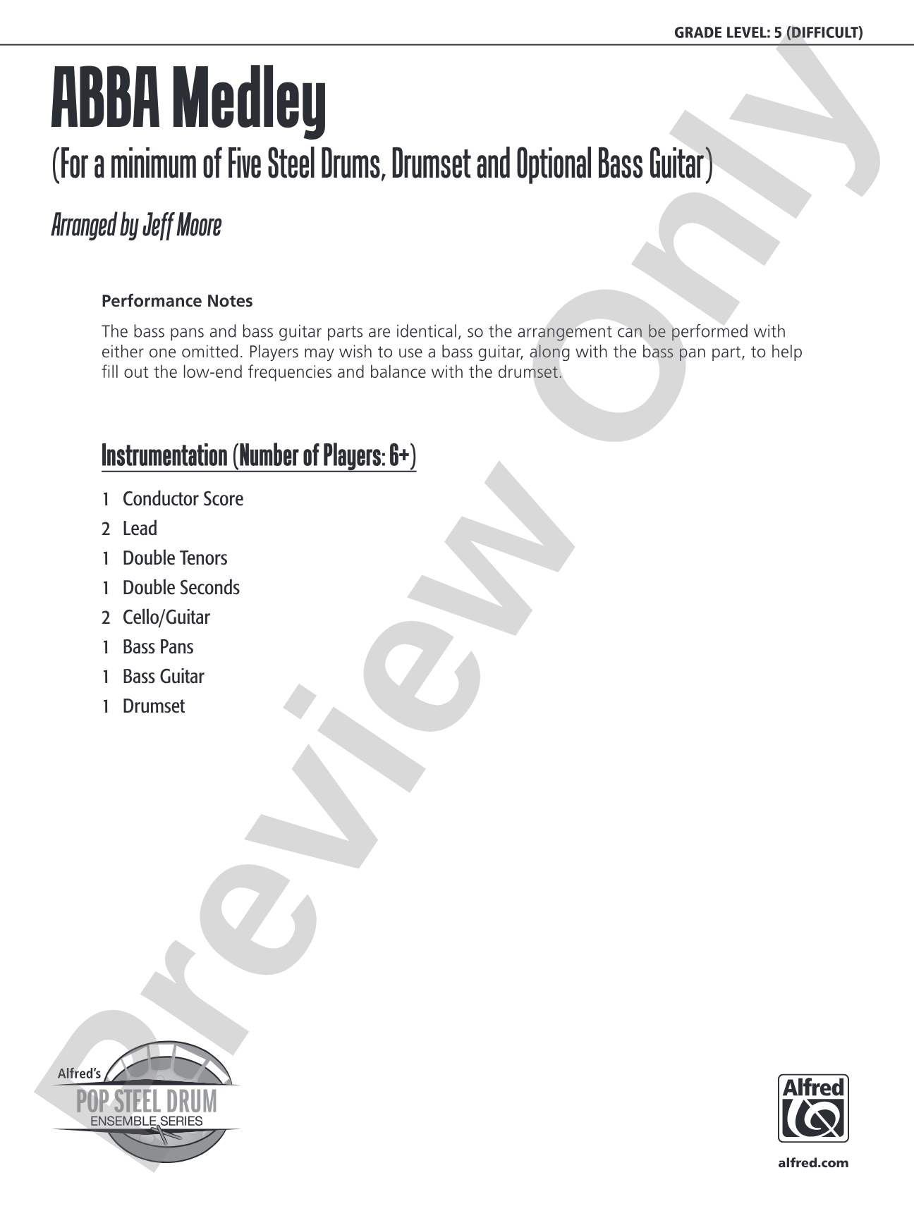 ABBA Medley: Steel Drum Conductor Score & Parts