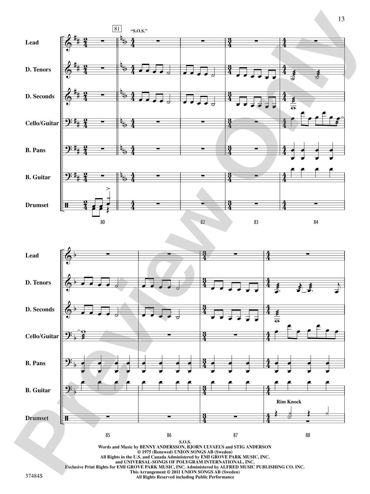 ABBA Medley: Steel Drum Conductor Score & Parts