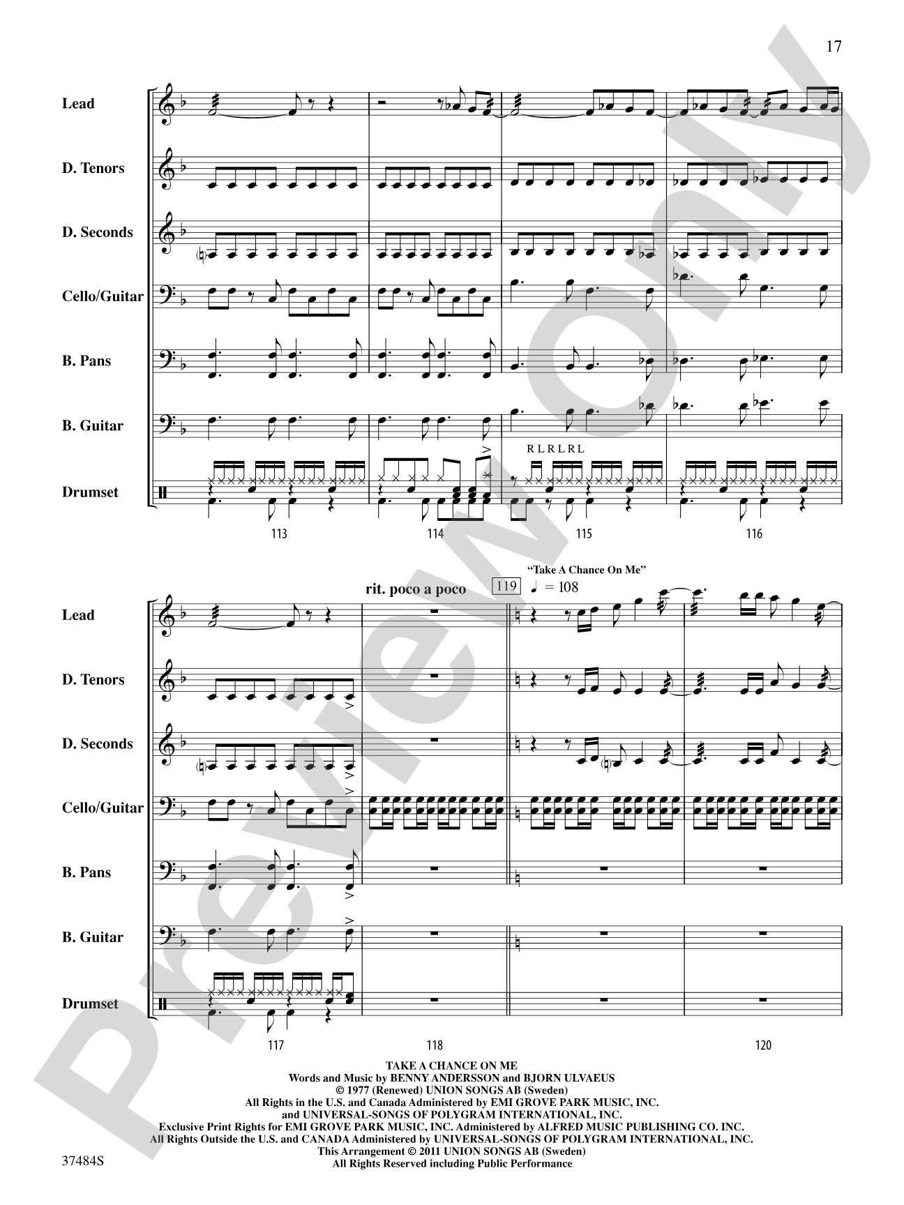 ABBA Medley: Steel Drum Conductor Score & Parts