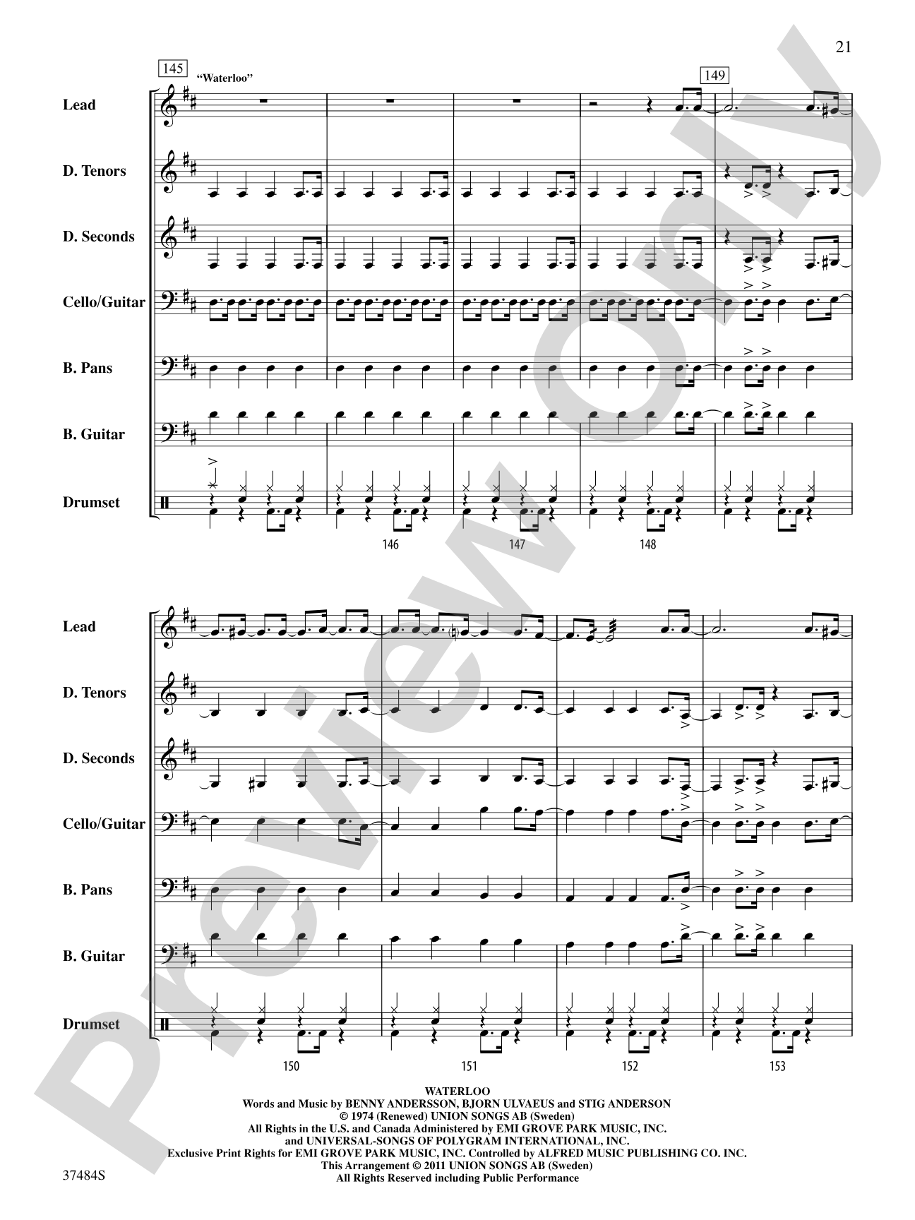 ABBA Medley: Steel Drum Conductor Score & Parts
