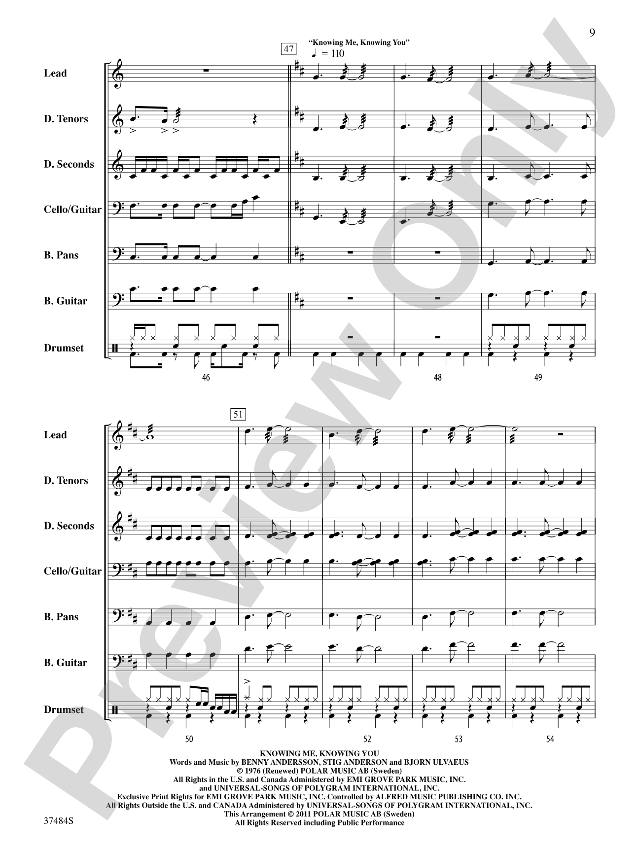 ABBA Medley: Steel Drum Conductor Score & Parts