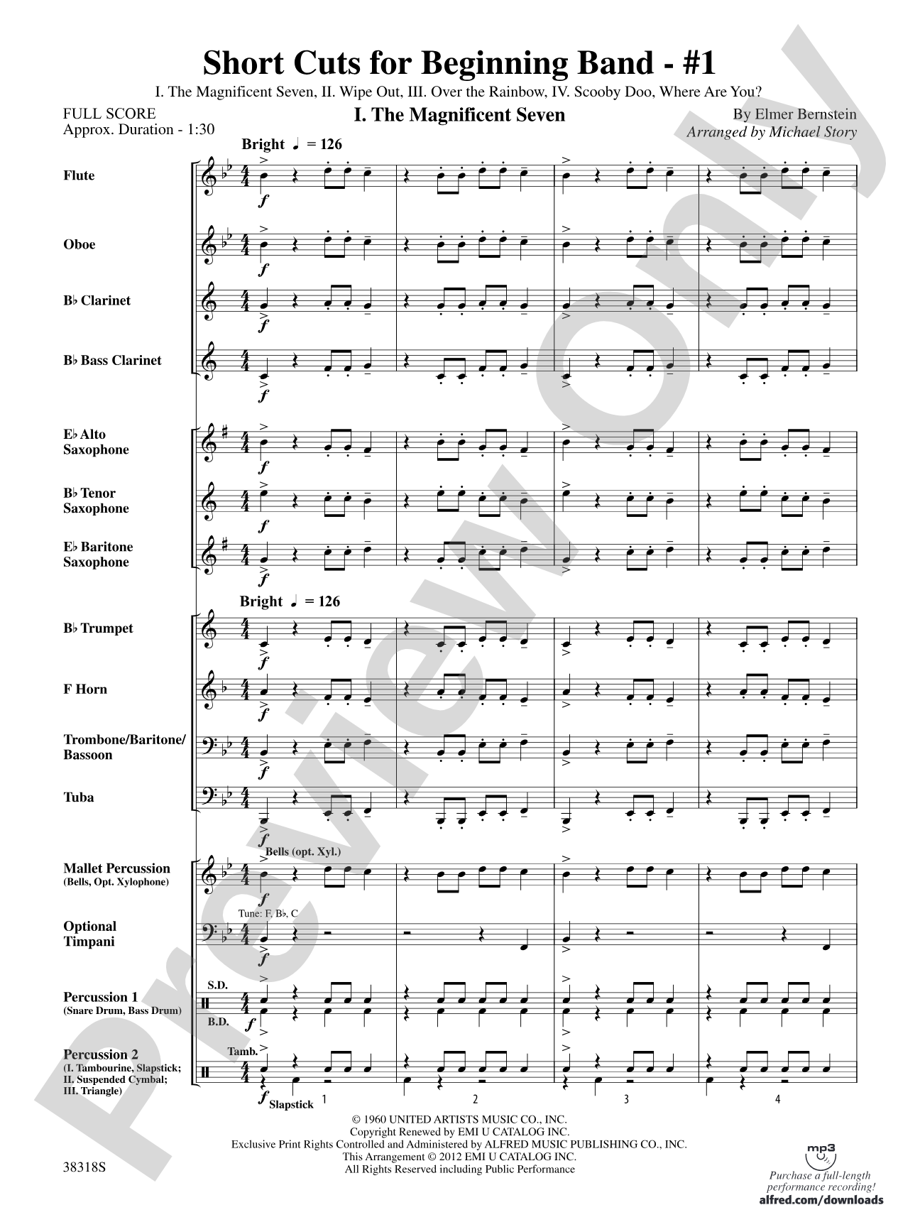 Short Cuts for Beginning Band -- #1: Concert Band Conductor Score & Parts