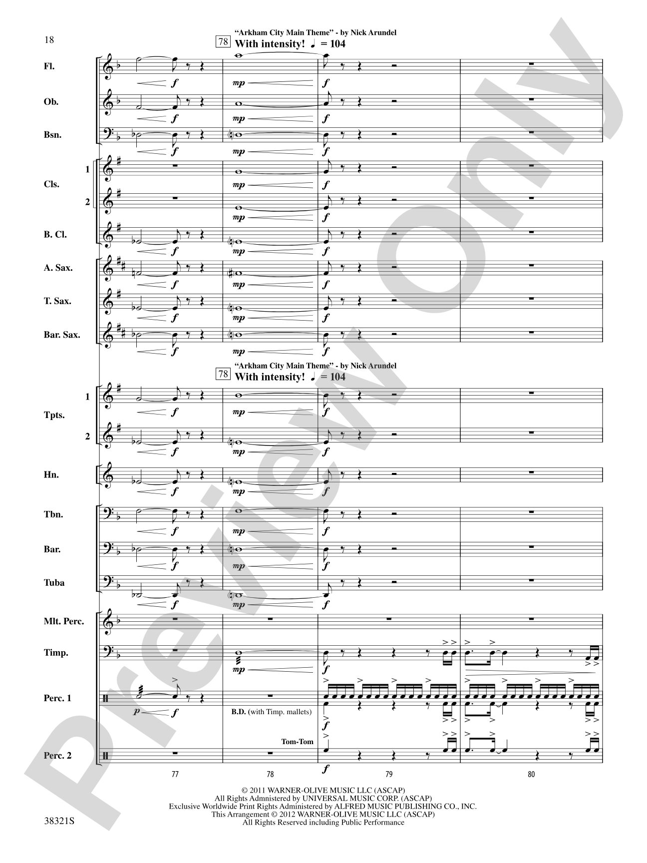 Batman: Arkham City, Selections from: Concert Band Conductor Score & Parts
