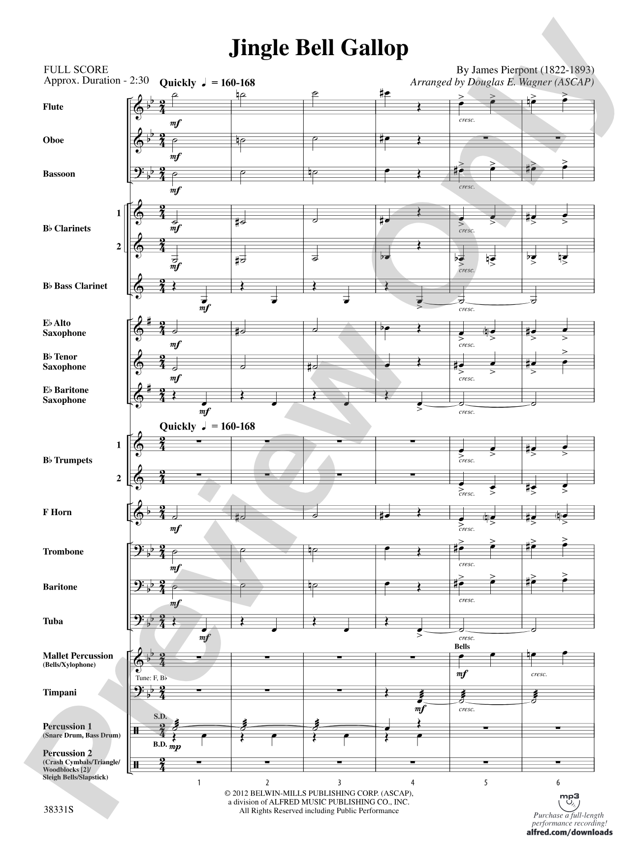 Jingle Bell Gallop: Concert Band Conductor Score & Parts