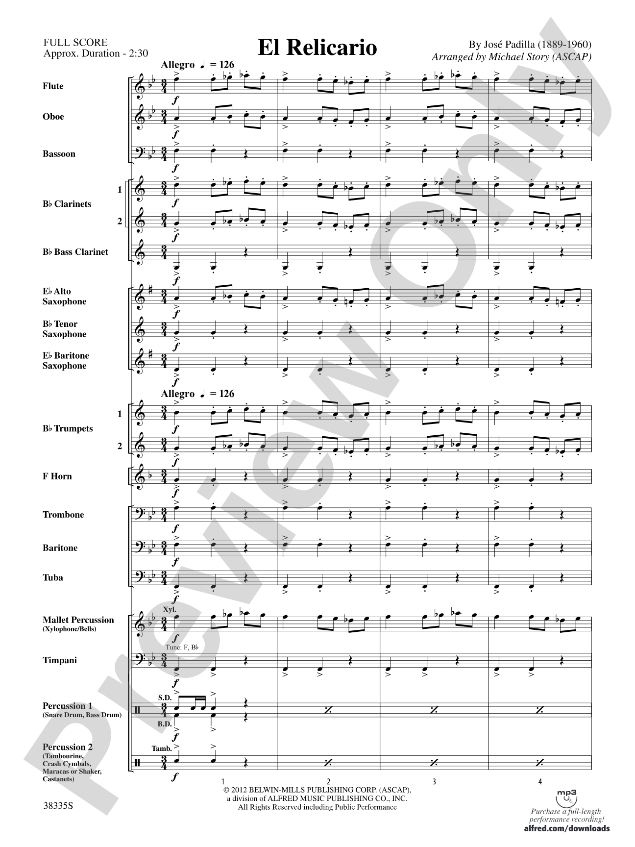 El Relicario: Concert Band Conductor Score & Parts
