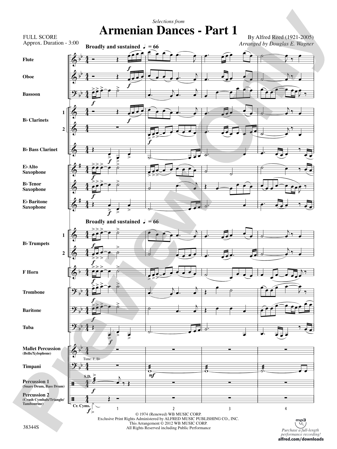 Armenian Dances, Part 1, Selections from: Concert Band Conductor Score & Parts