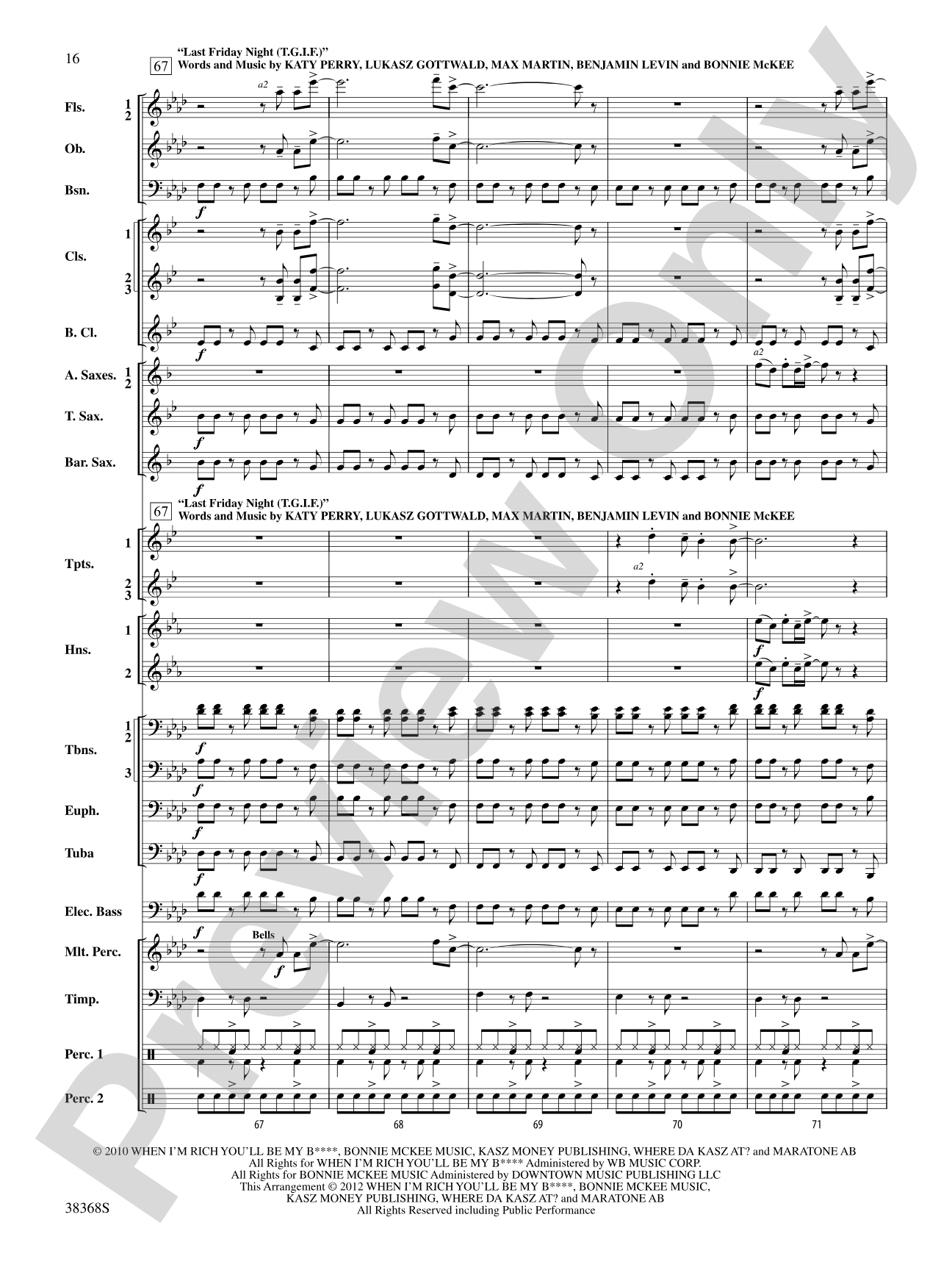 Last Friday Night (T.G.I.F) / The Edge of Glory: Concert Band Conductor Score & Parts