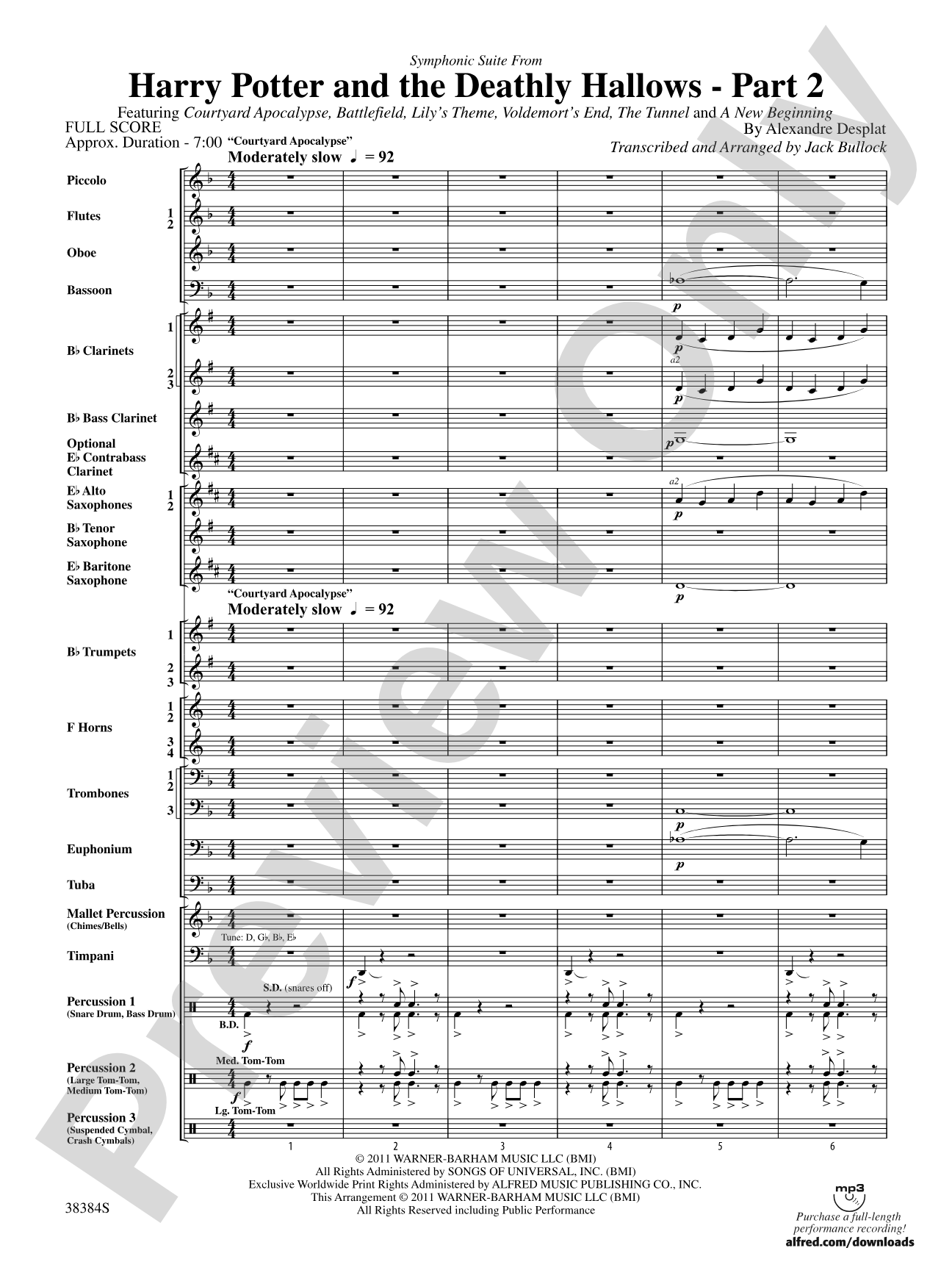 Harry Potter and the Deathly Hallows, Part 2, Symphonic Suite from: Concert Band Conductor Score & Parts