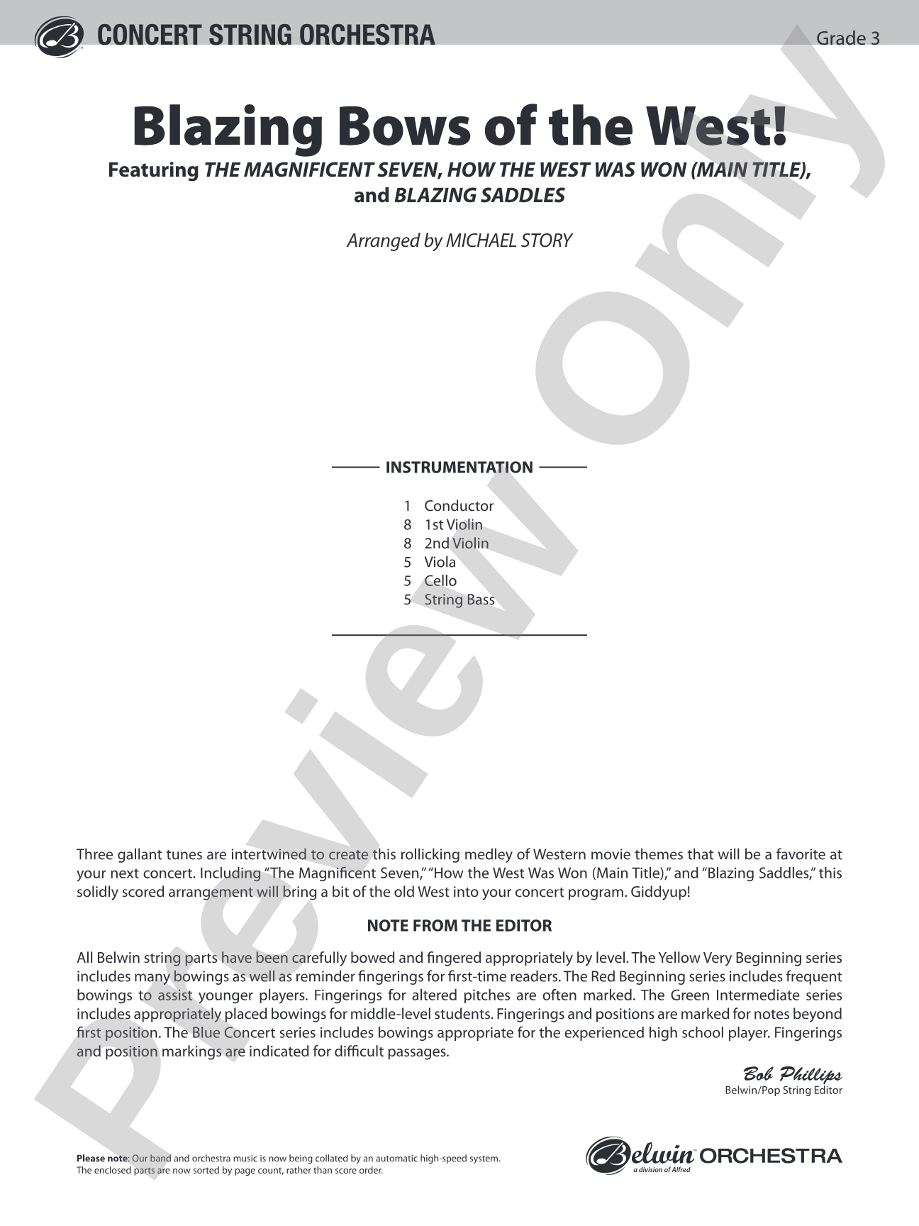 Blazing Bows of the West!: String Orchestra Conductor Score & Parts