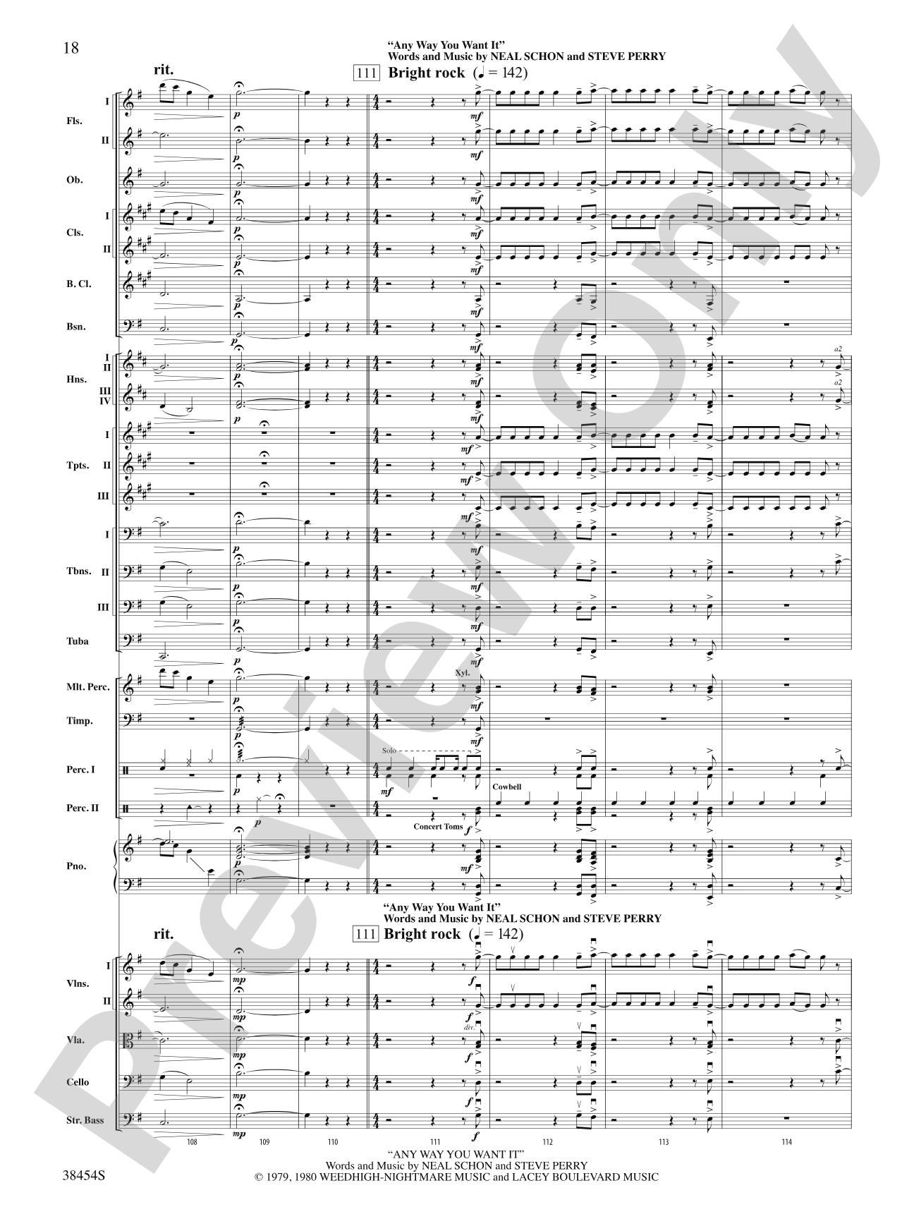 Journey's Greatest Hits: Full Orchestra Conductor Score & Parts