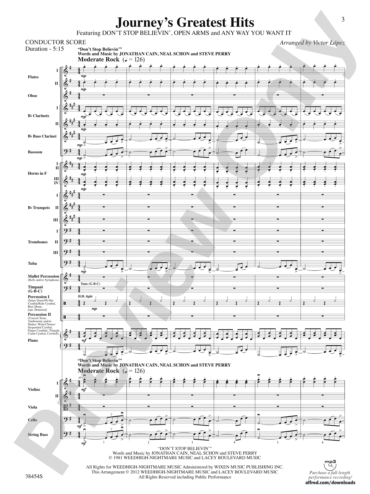 Journey's Greatest Hits: Full Orchestra Conductor Score & Parts