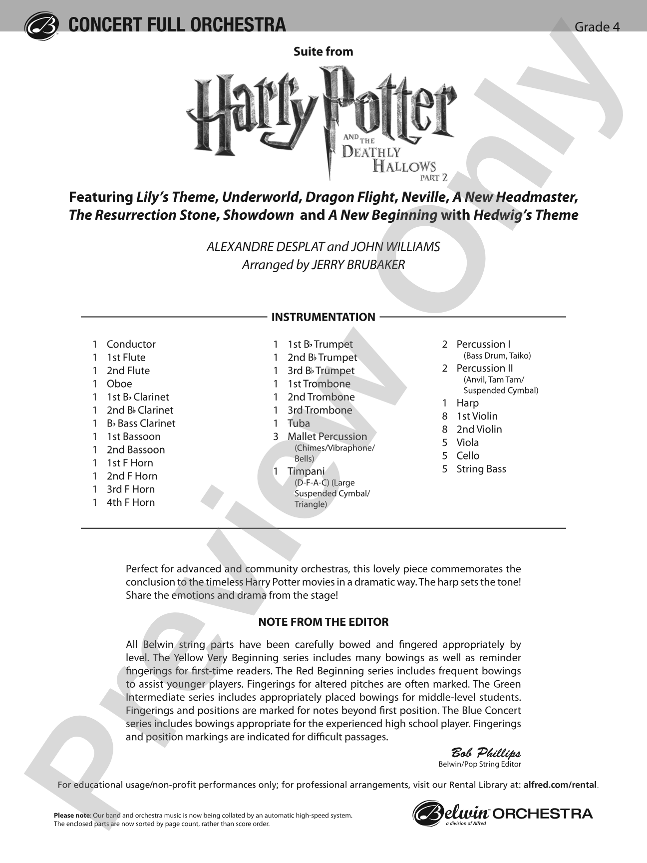 Harry Potter and the Deathly Hallows, Part 2, Suite from: Score
