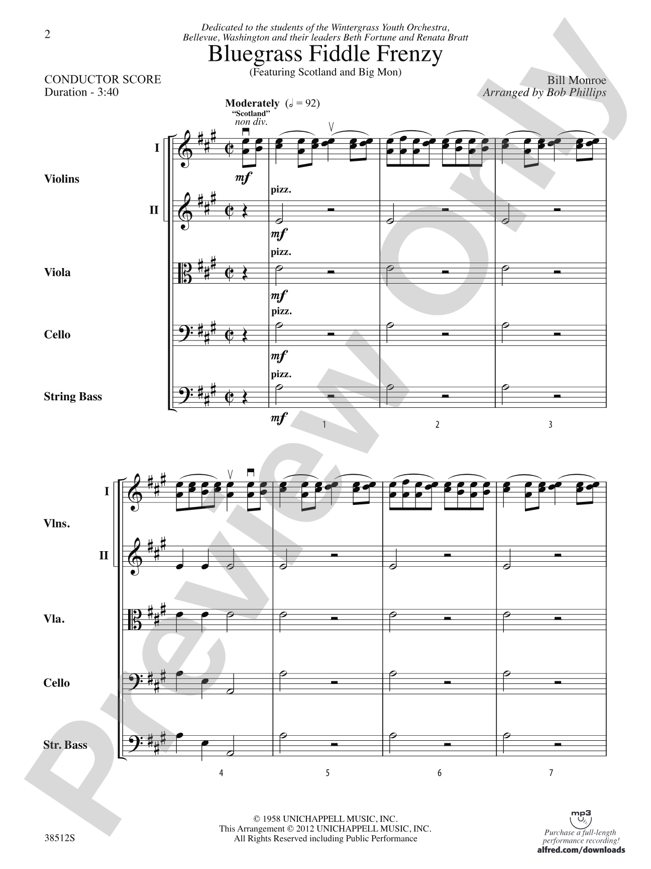 Bluegrass Fiddle Frenzy: String Orchestra Conductor Score & Parts