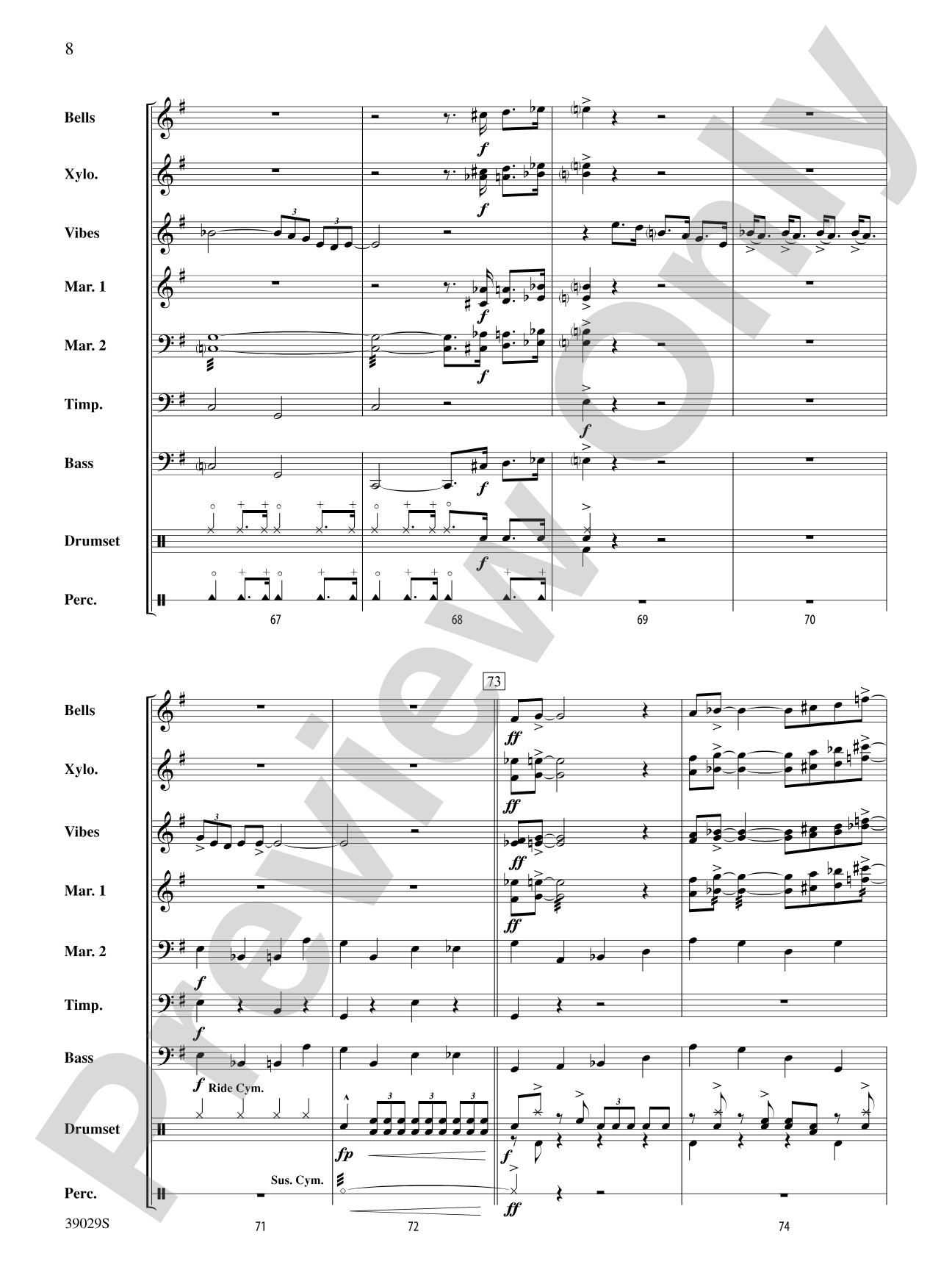 The Pink Panther Medley (Inspector Clouseau and The Pink Panther Theme): Percussion Ensemble Score & Parts