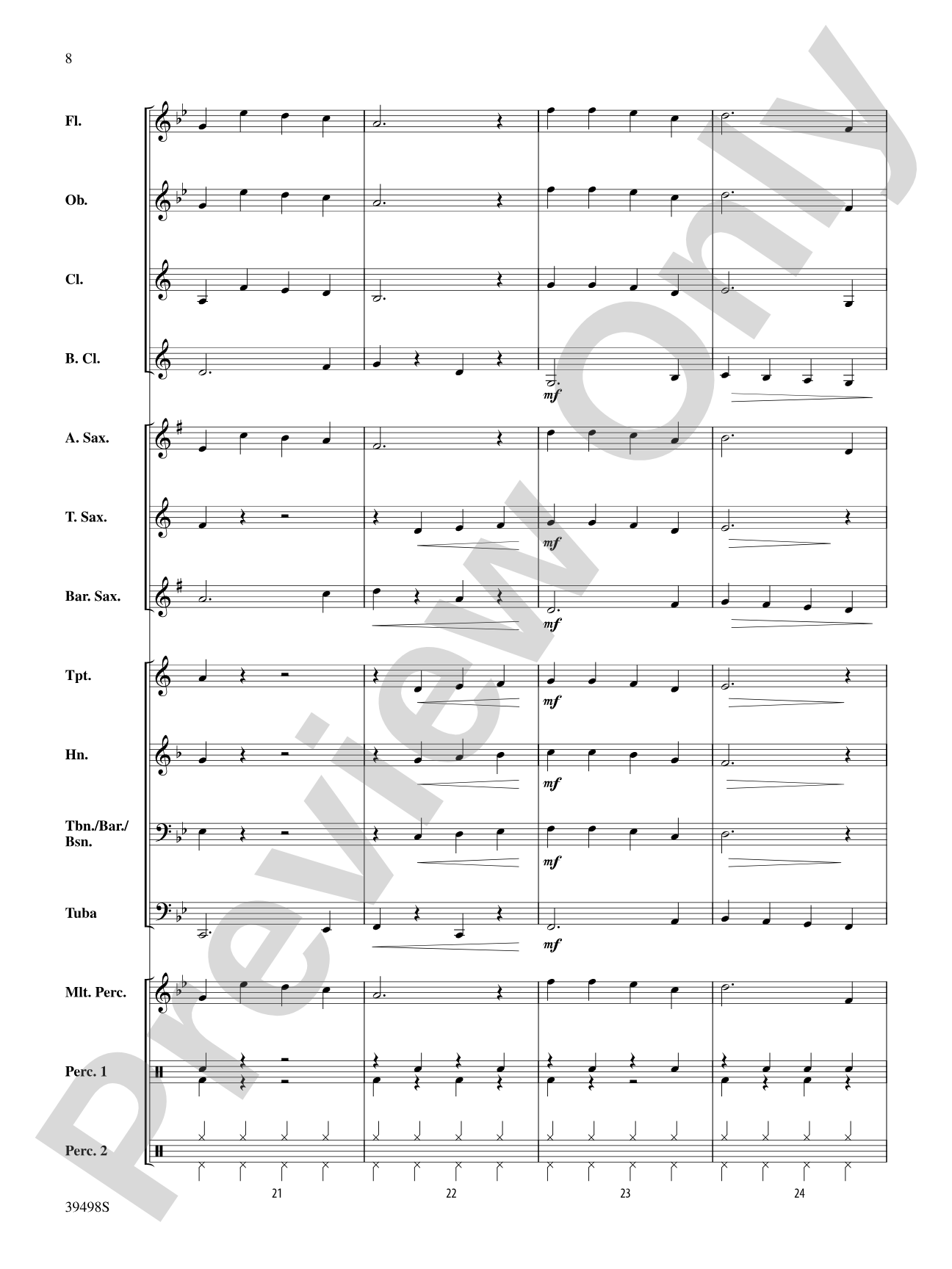 Jingle Bells: Concert Band Conductor Score & Parts