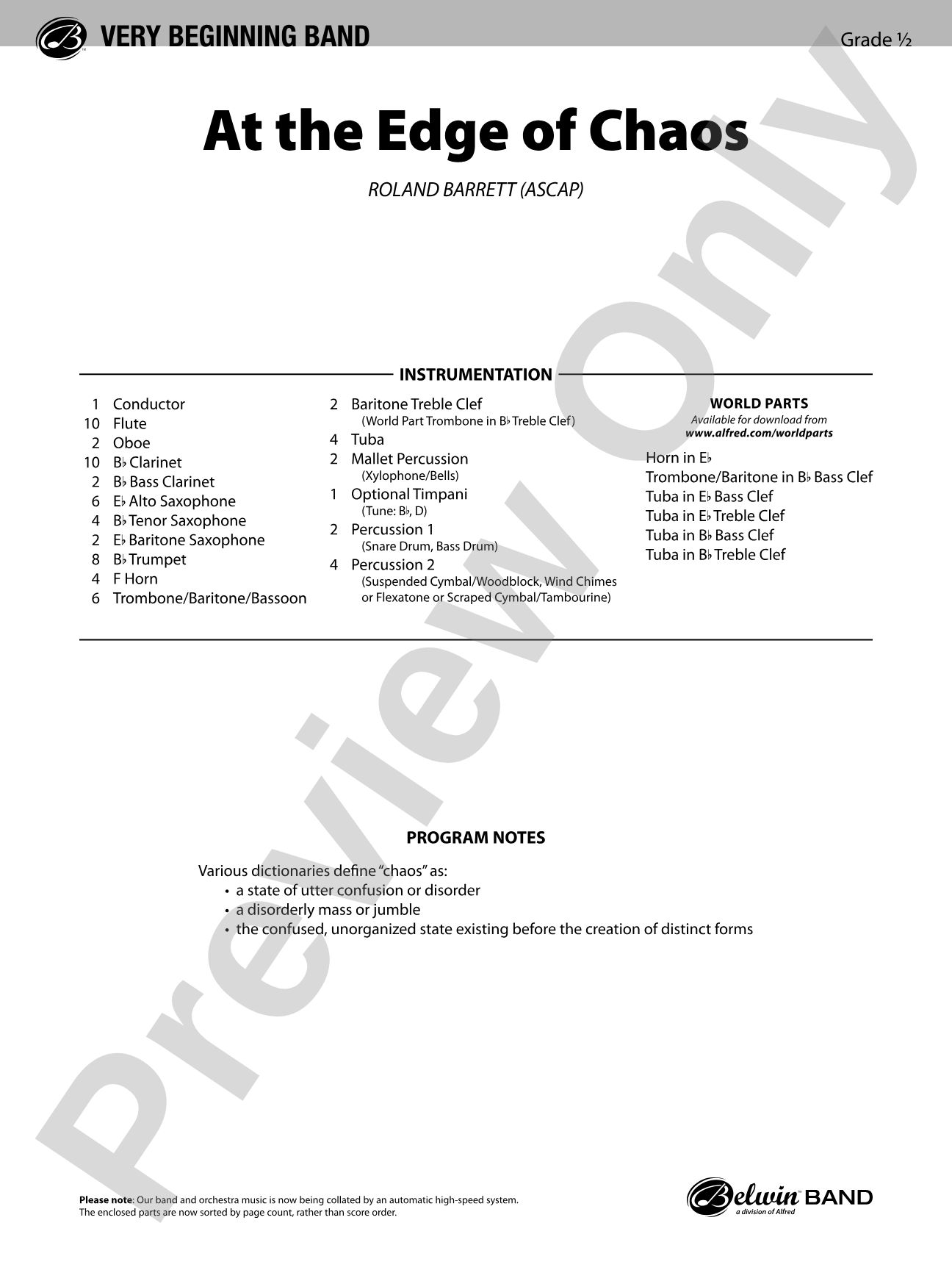 At the Edge of Chaos: Concert Band Conductor Score & Parts