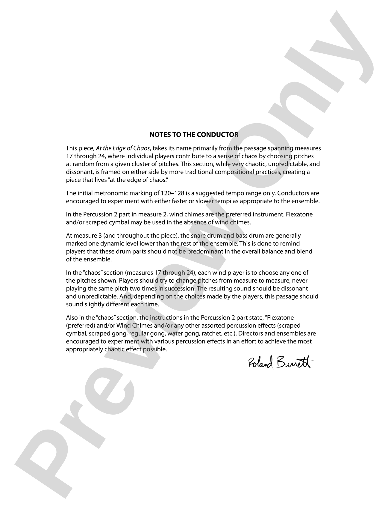 At the Edge of Chaos: Concert Band Conductor Score & Parts
