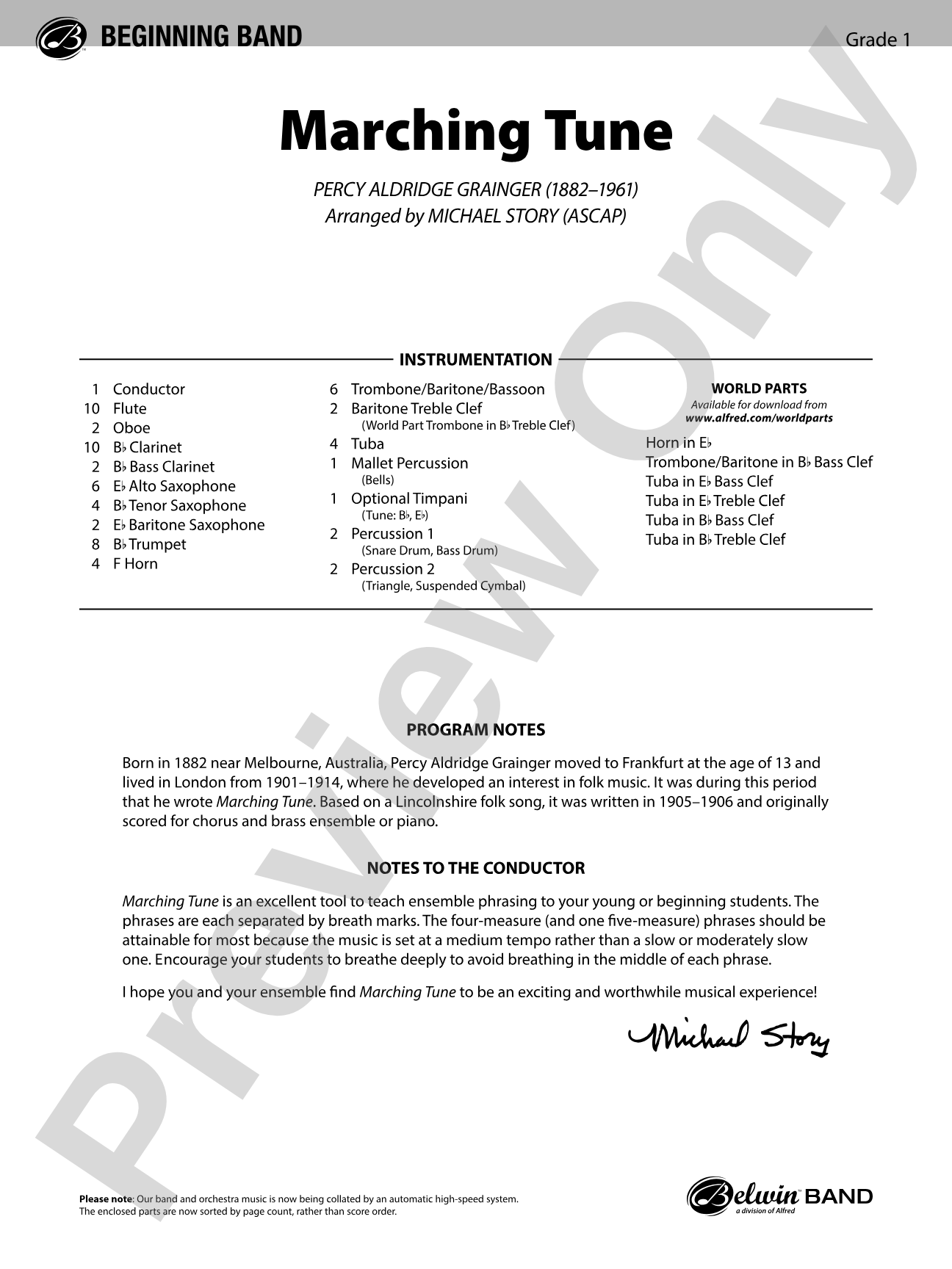 Marching Tune: Concert Band Conductor Score & Parts