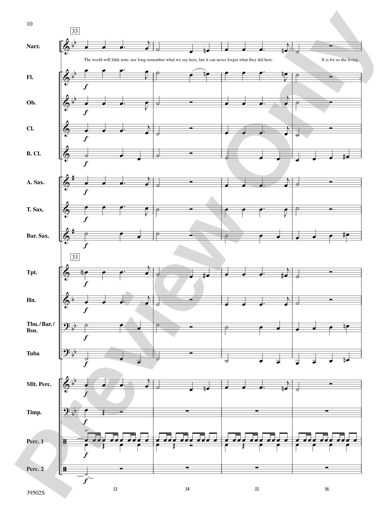 The Gettysburg Address: Concert Band Conductor Score & Parts