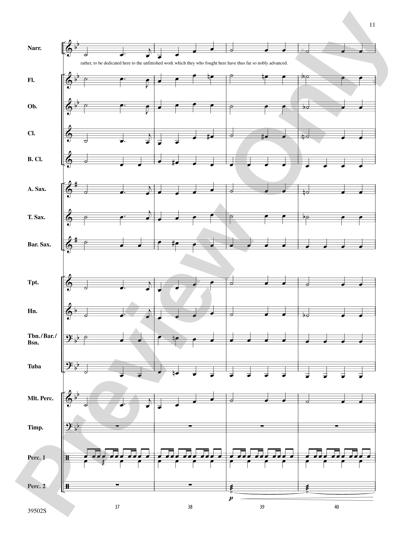 The Gettysburg Address: Concert Band Conductor Score & Parts