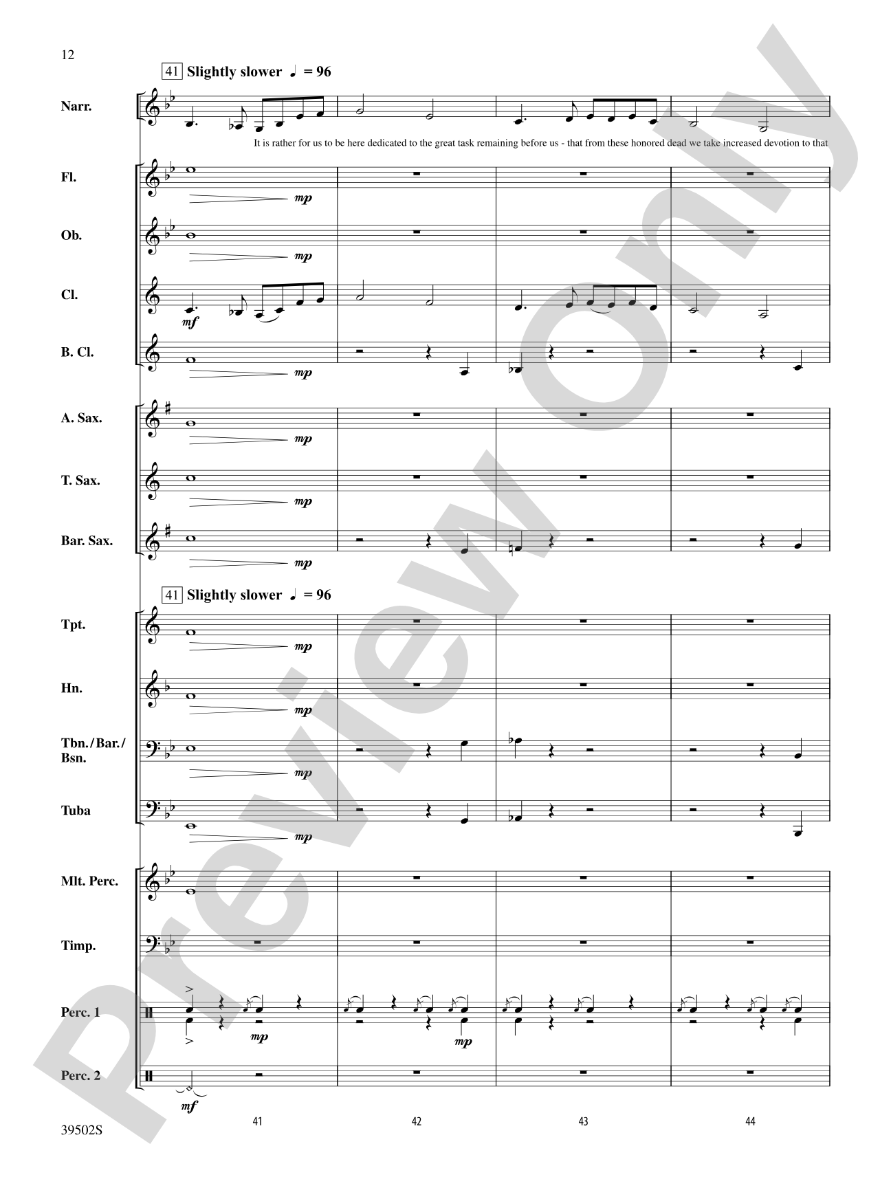 The Gettysburg Address: Concert Band Conductor Score & Parts