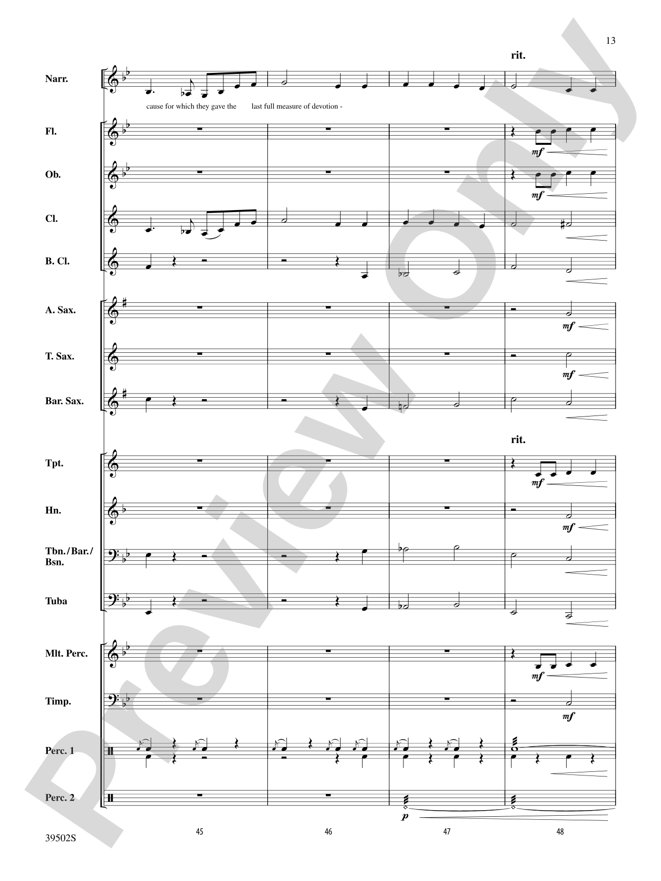 The Gettysburg Address: Concert Band Conductor Score & Parts