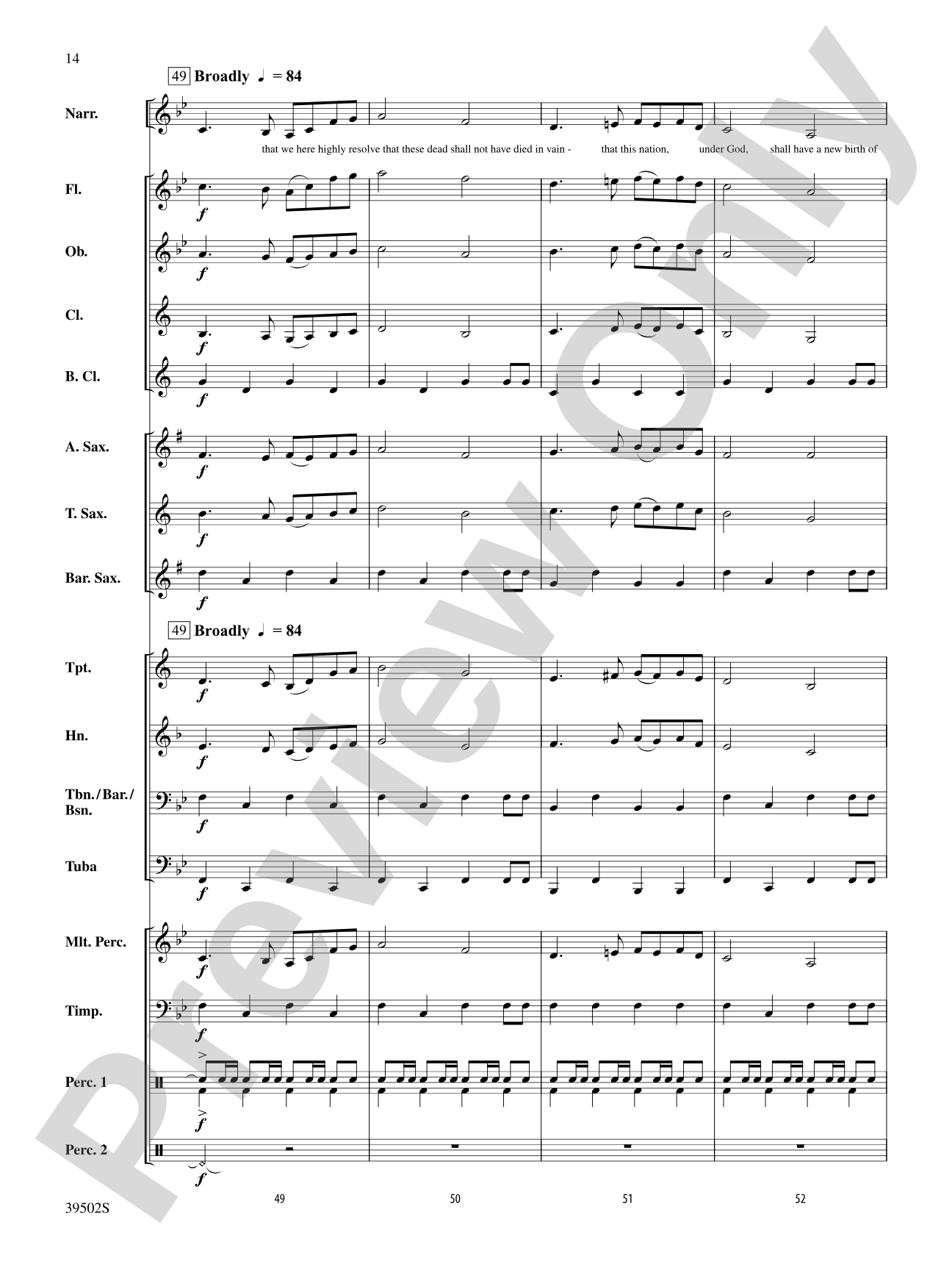 The Gettysburg Address: Concert Band Conductor Score & Parts
