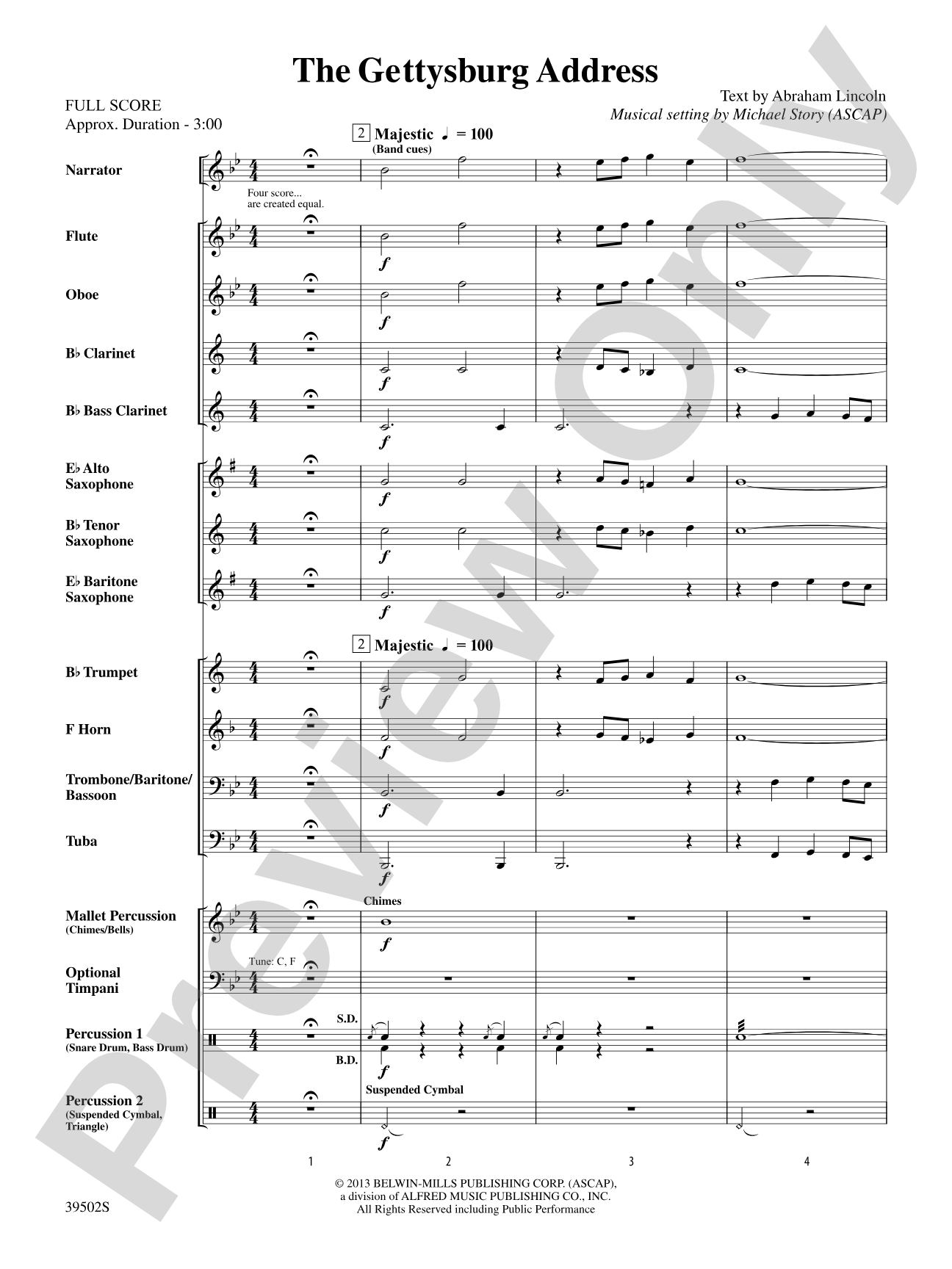 The Gettysburg Address: Concert Band Conductor Score & Parts