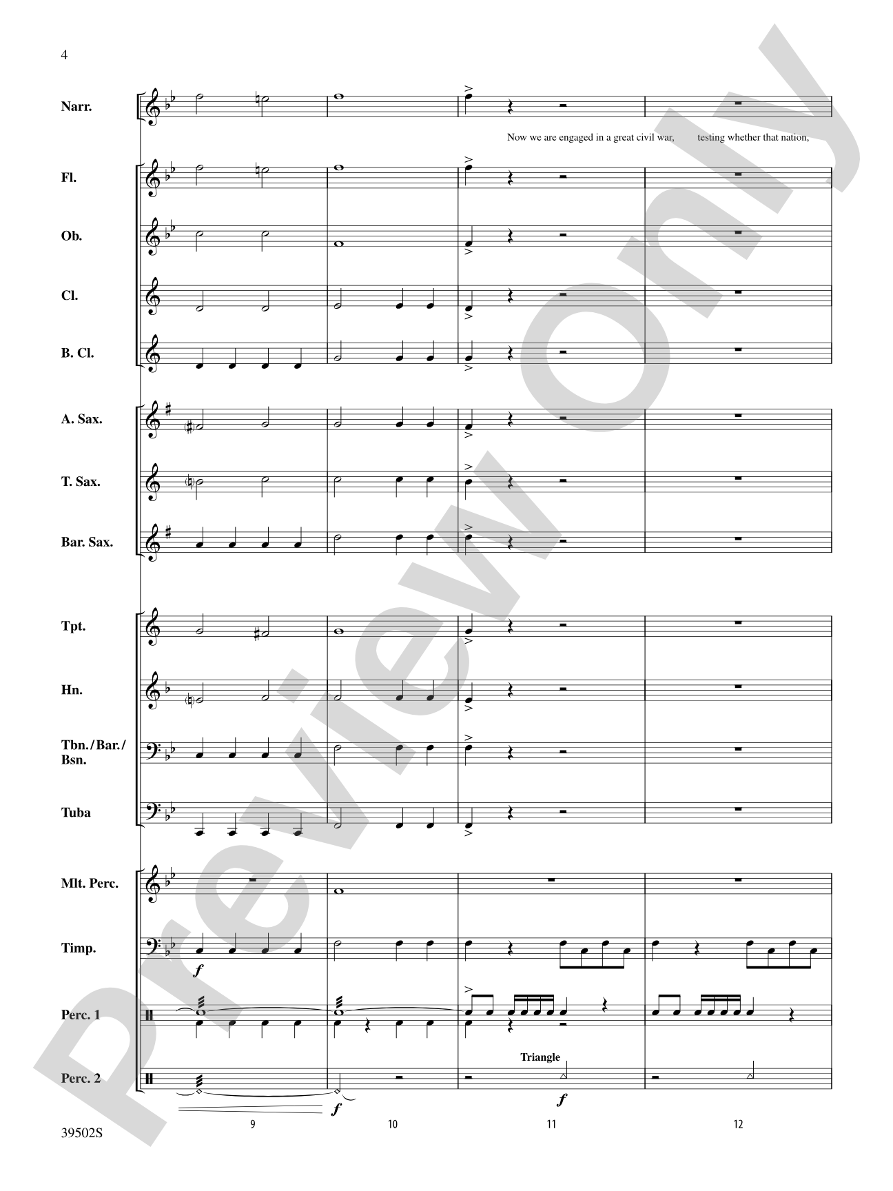The Gettysburg Address: Concert Band Conductor Score & Parts
