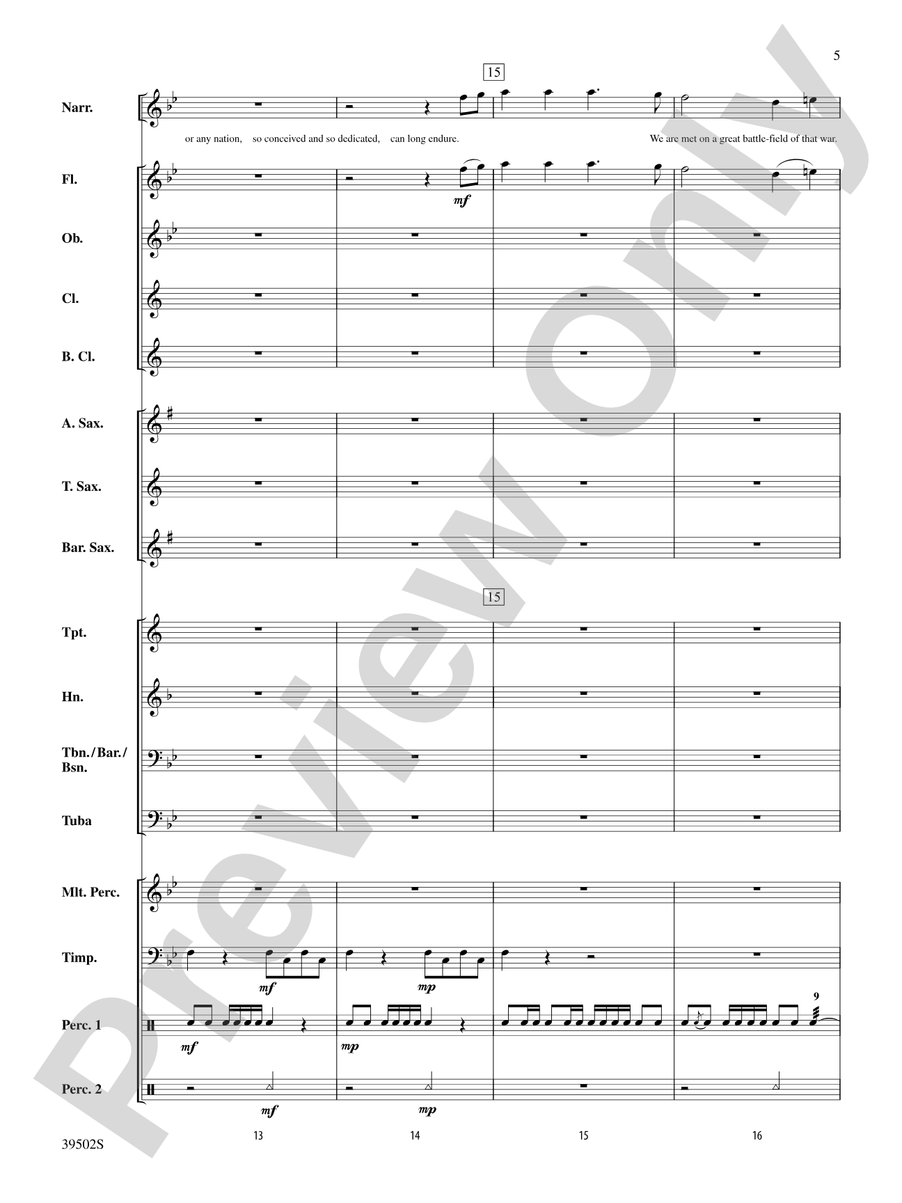 The Gettysburg Address: Concert Band Conductor Score & Parts
