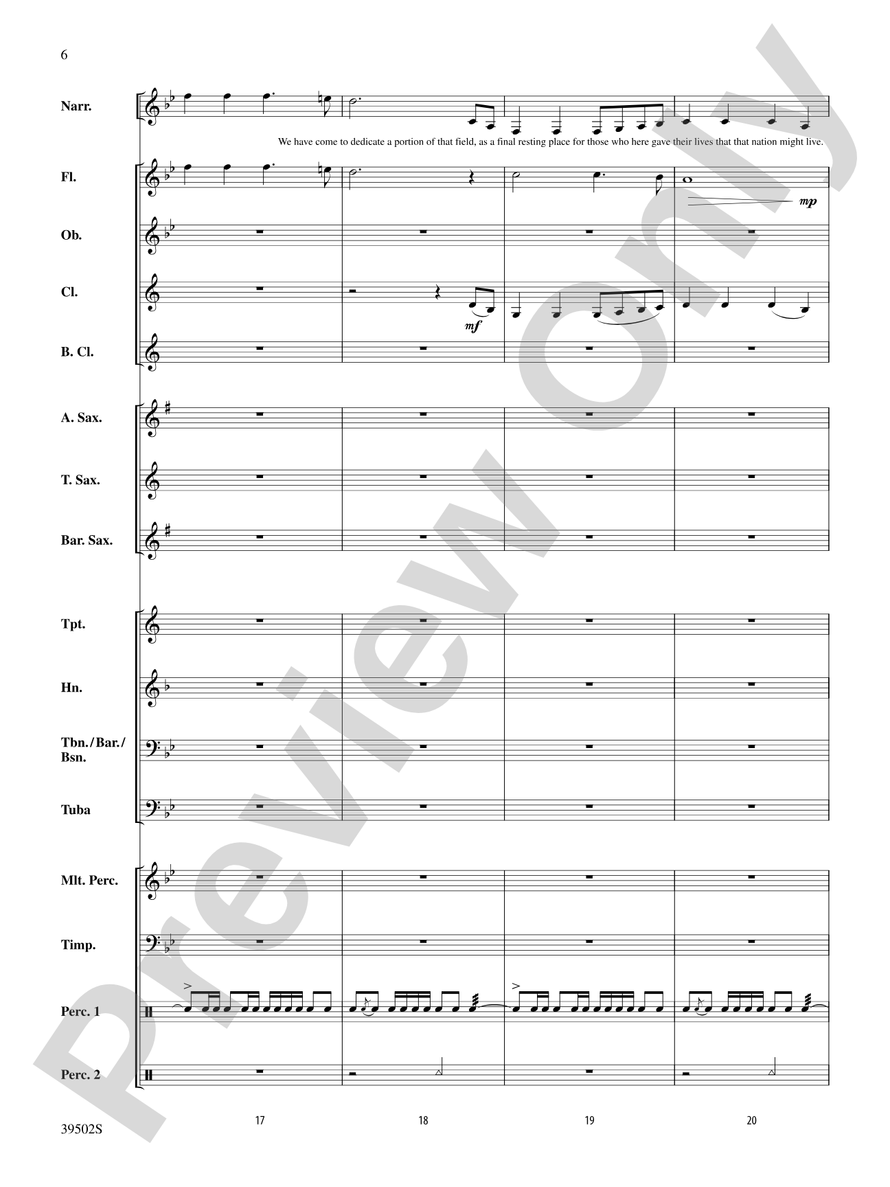 The Gettysburg Address: Concert Band Conductor Score & Parts