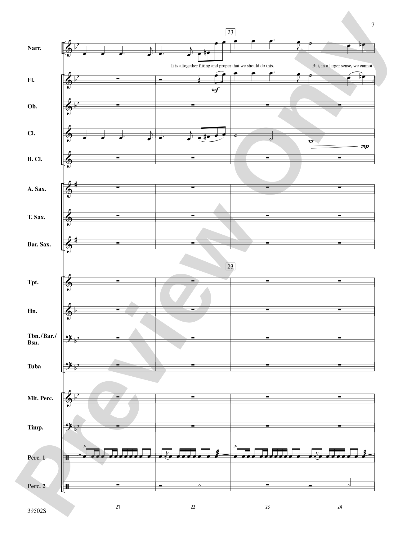 The Gettysburg Address: Concert Band Conductor Score & Parts