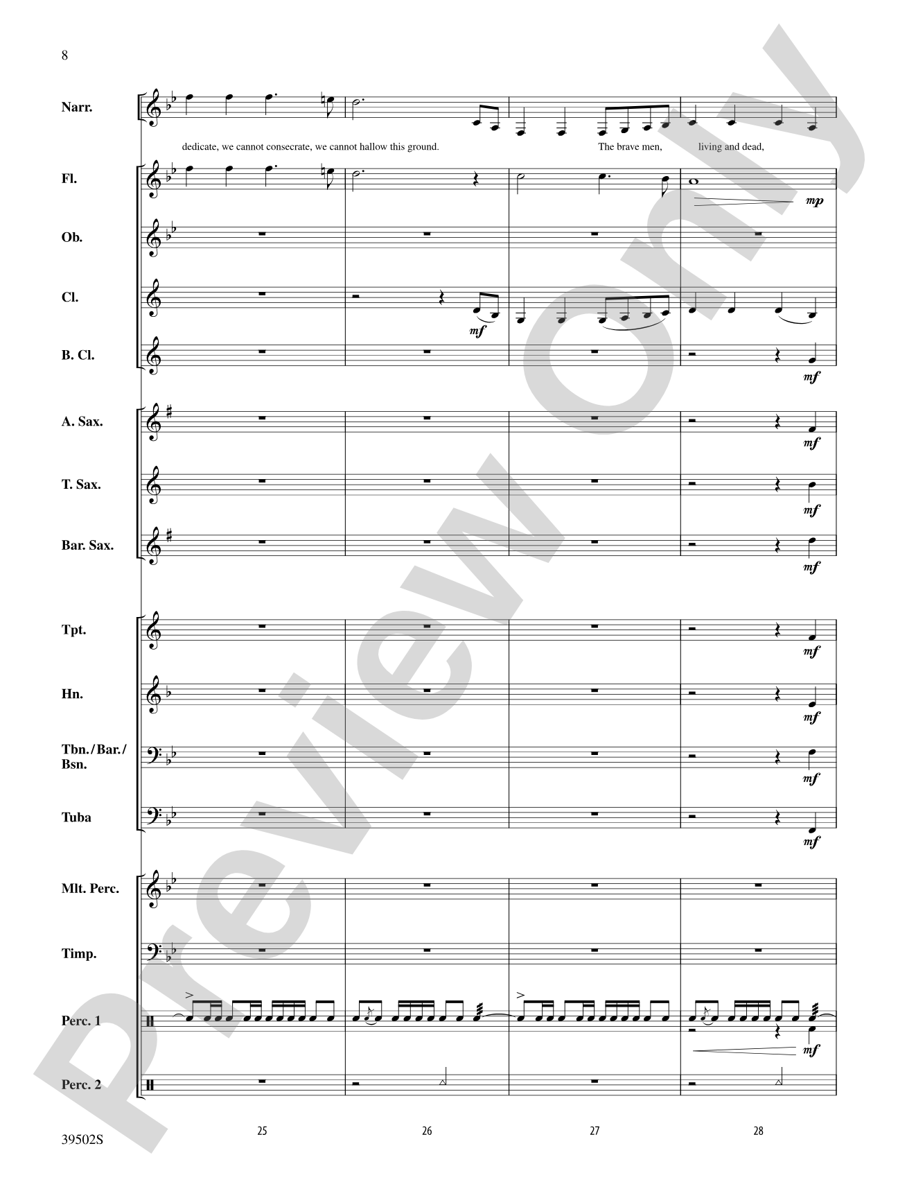 The Gettysburg Address: Concert Band Conductor Score & Parts